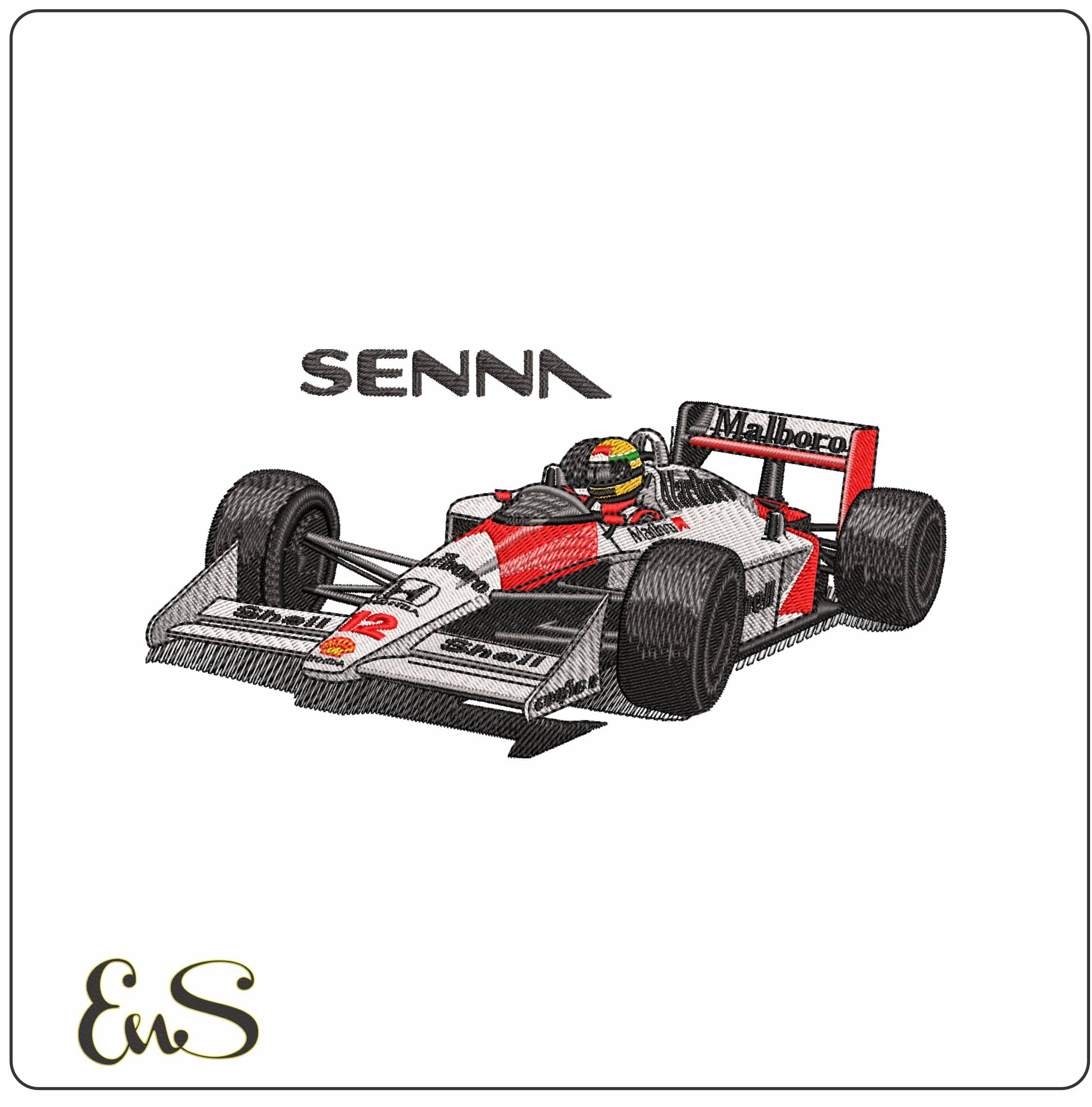 Senna MP 12 4 with Senna  - Elegant embroidery design file-instant download