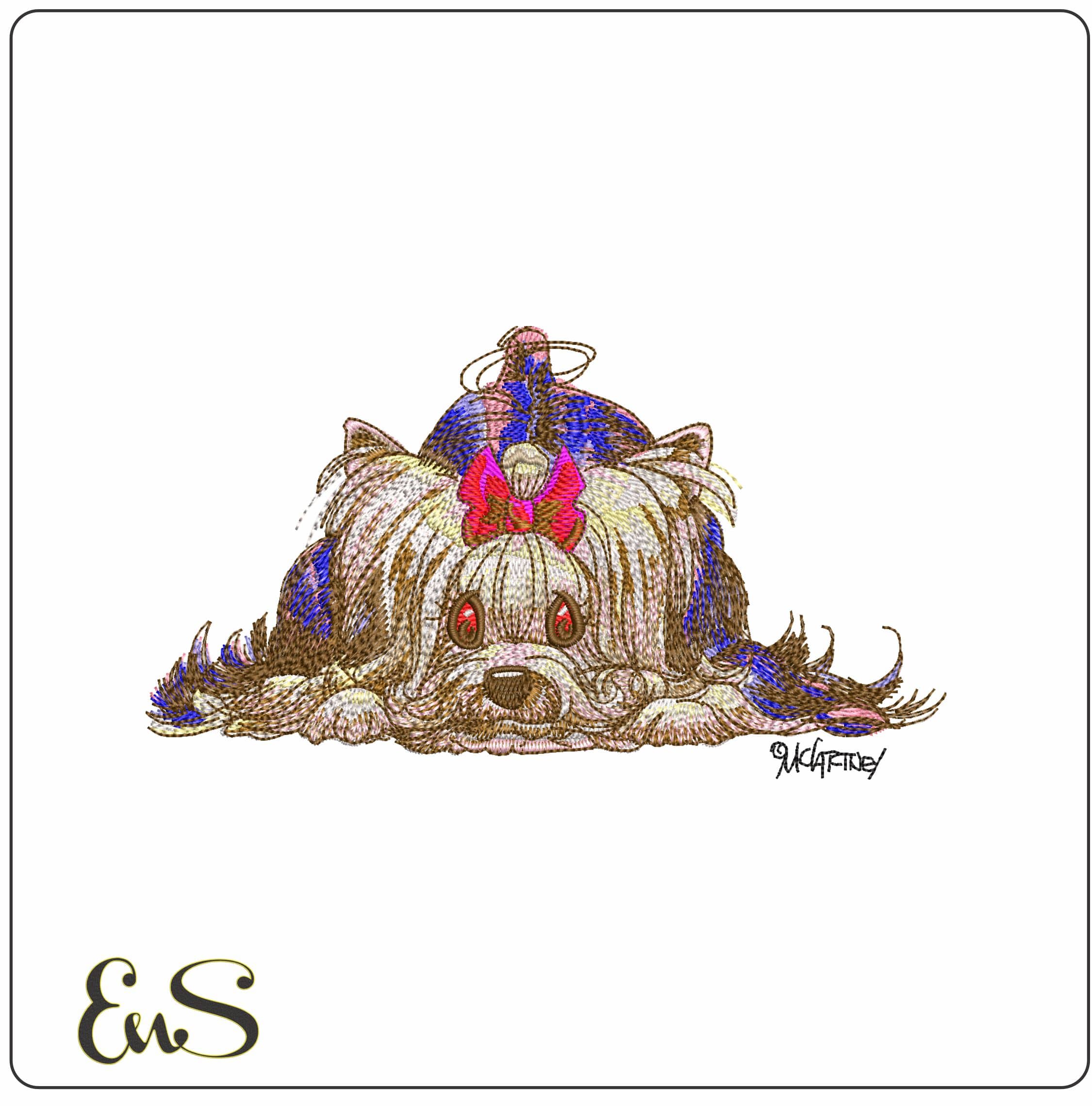 Shitzu Laying down  - Elegant embroidery design file-instant download