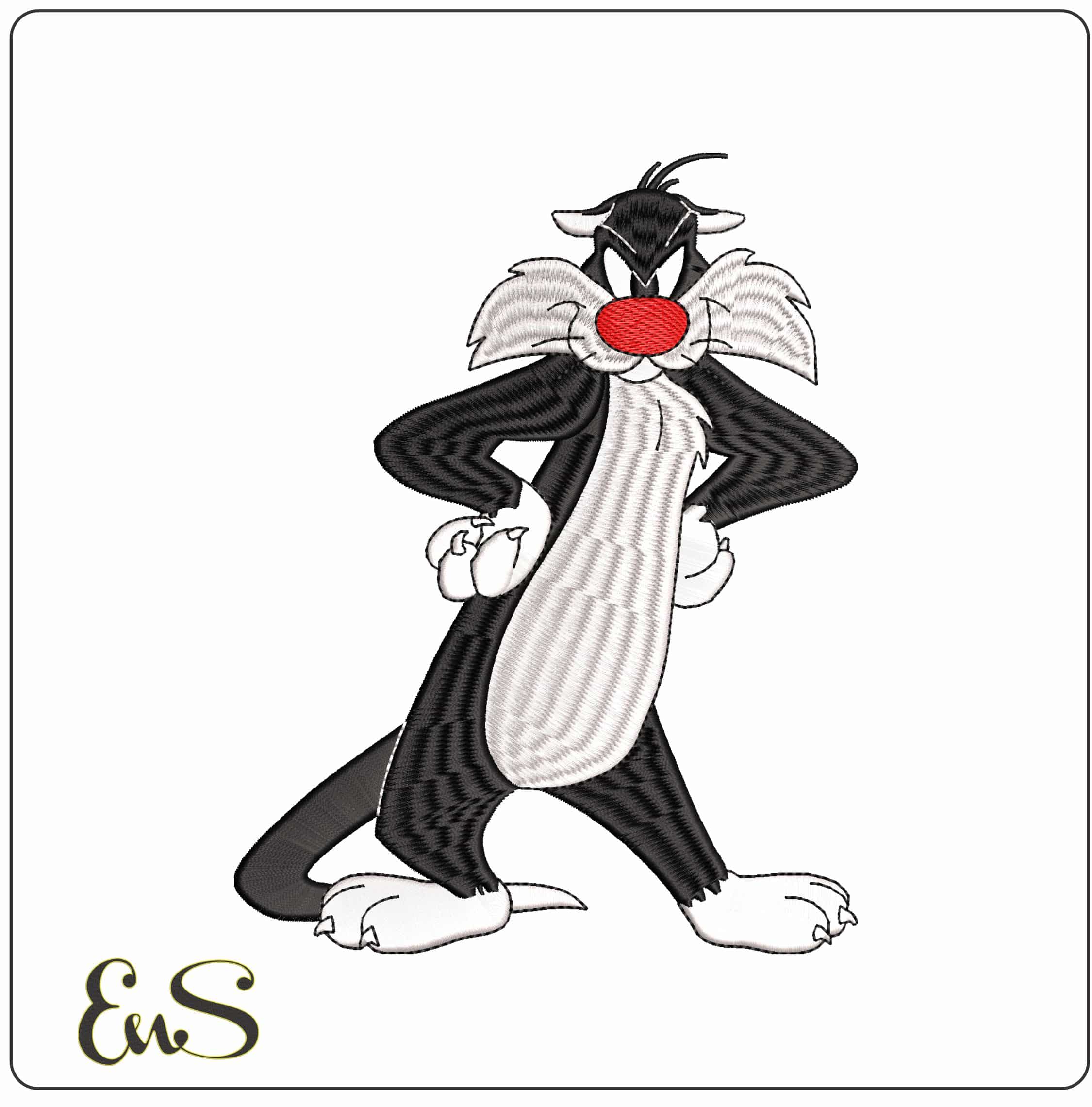 Slyvester Pussy Cat Looney Tunes - Elegant embroidery design file-instant download