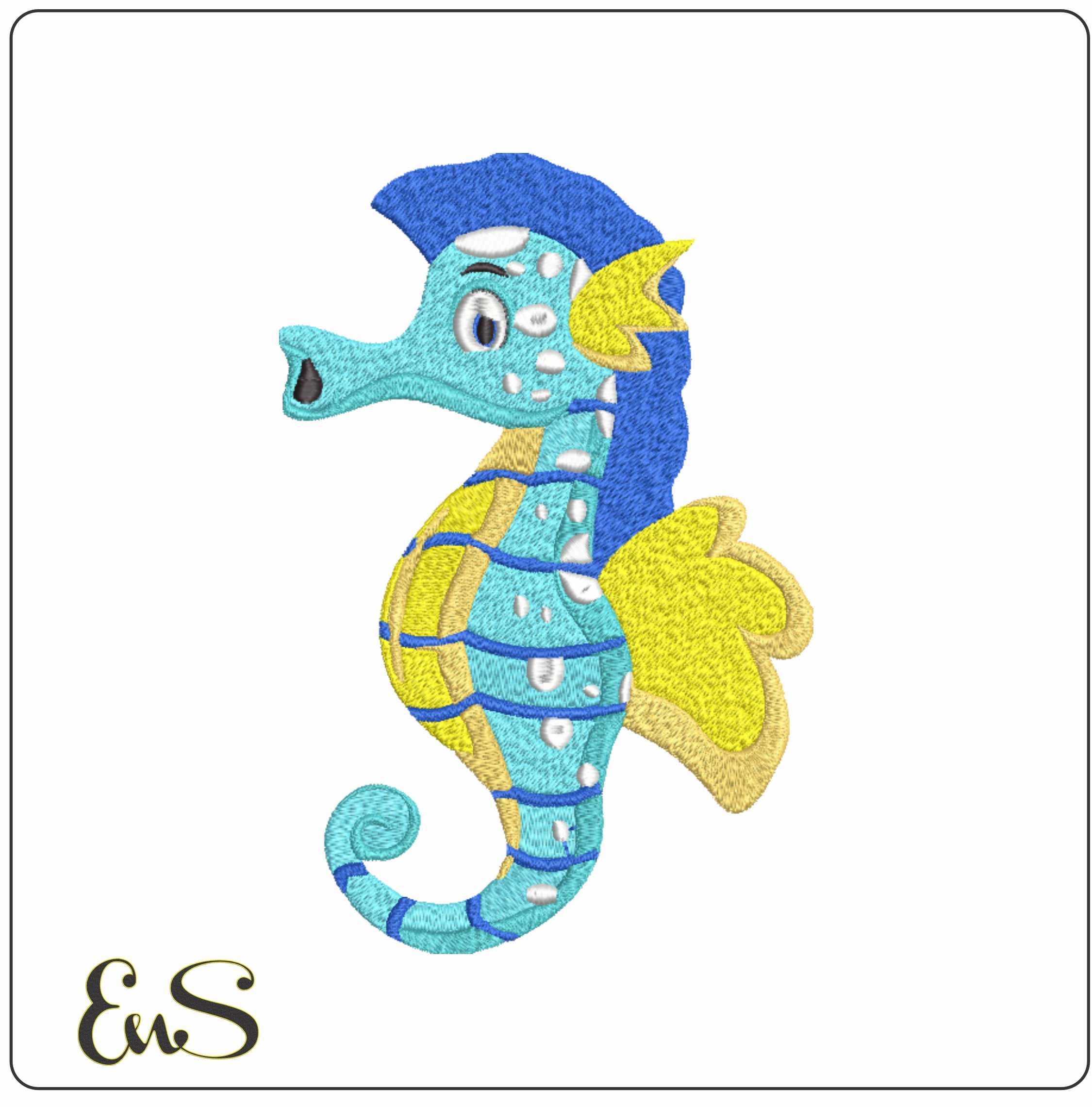 Sea Horse embroidery design - Cartoon Sea Horse embroidery design machine pattern Baby toddler embroidery file instant download in frame