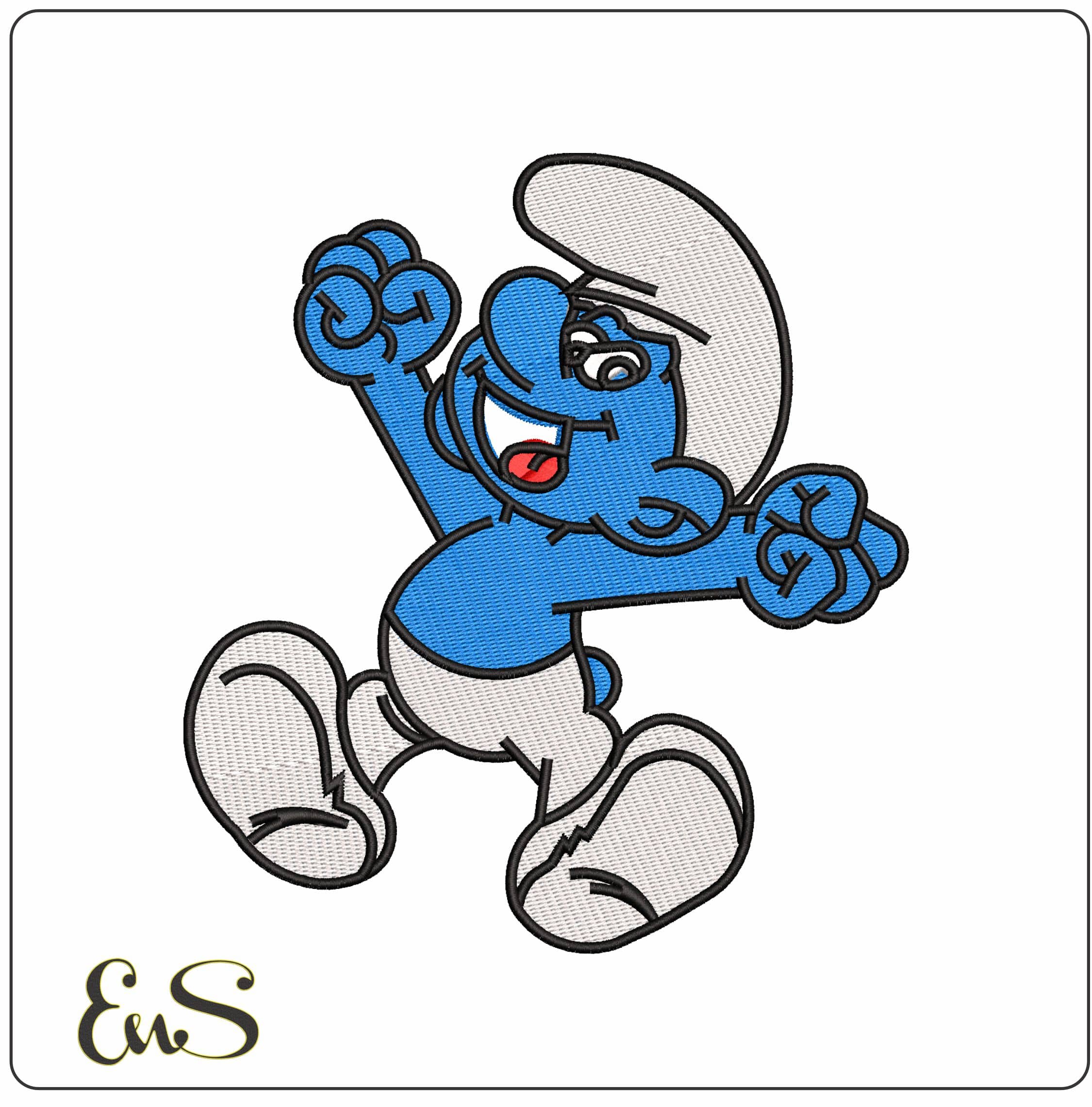 Smurf Cheering The Smurfs Cartoon - Elegant embroidery design file-instant download