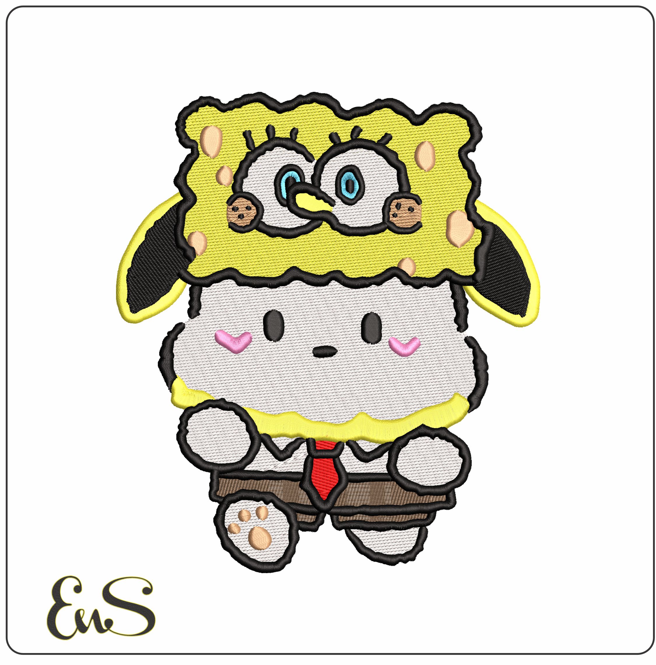 Sponge Bob Hello Kitty Outfit - Elegant embroidery design file-instant download