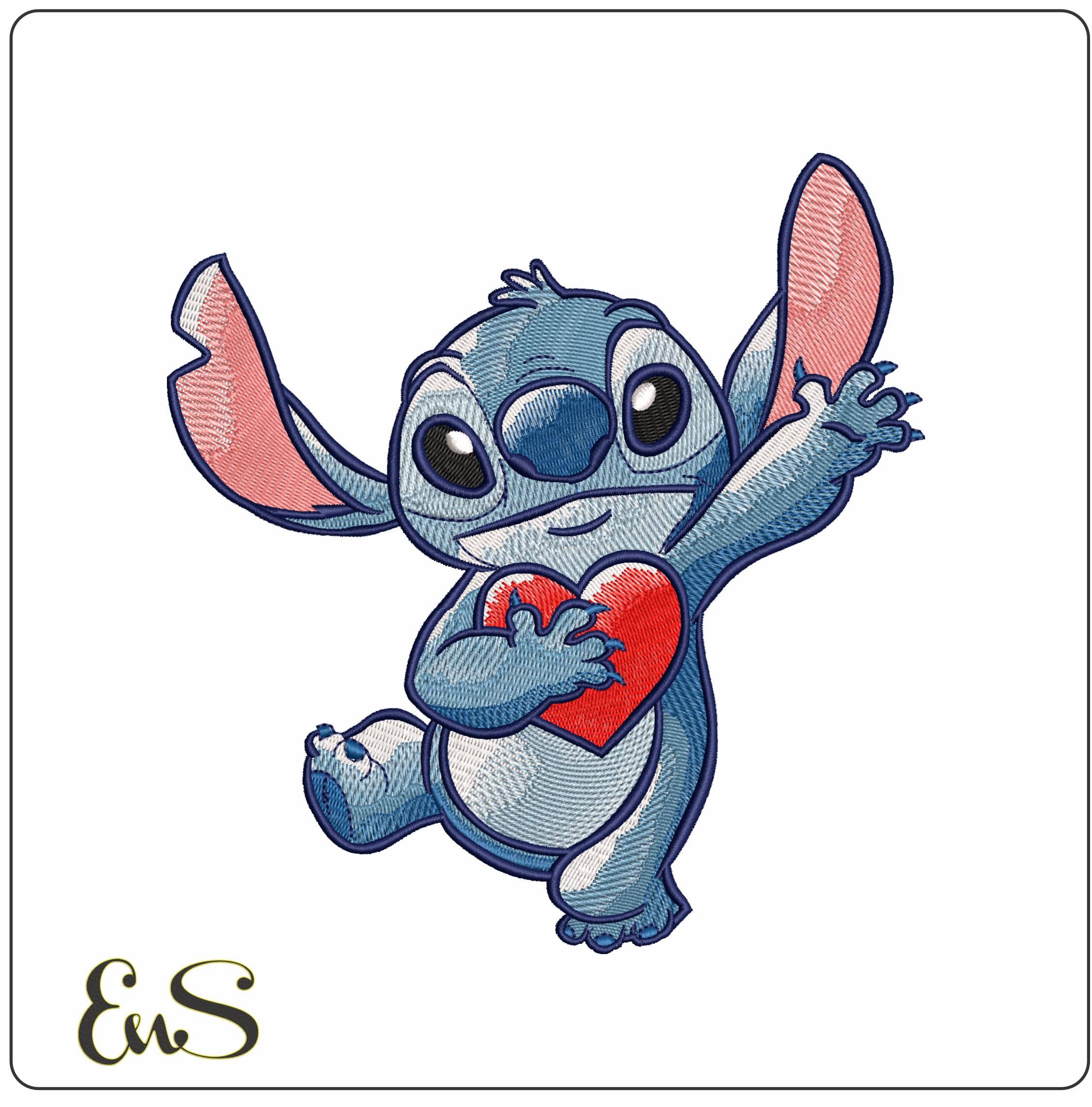 Stitch Heart - Elegant embroidery design file-instant download