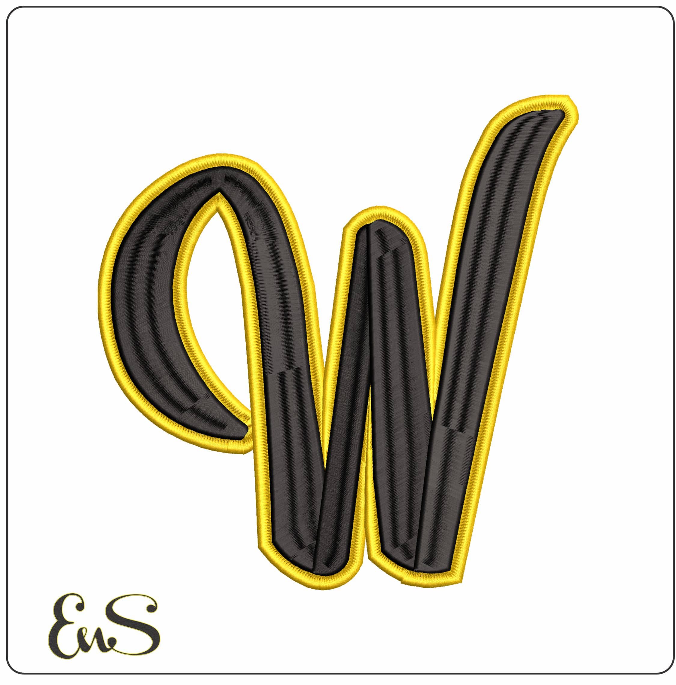 Stylish W - Elegant embroidery design file-instant download