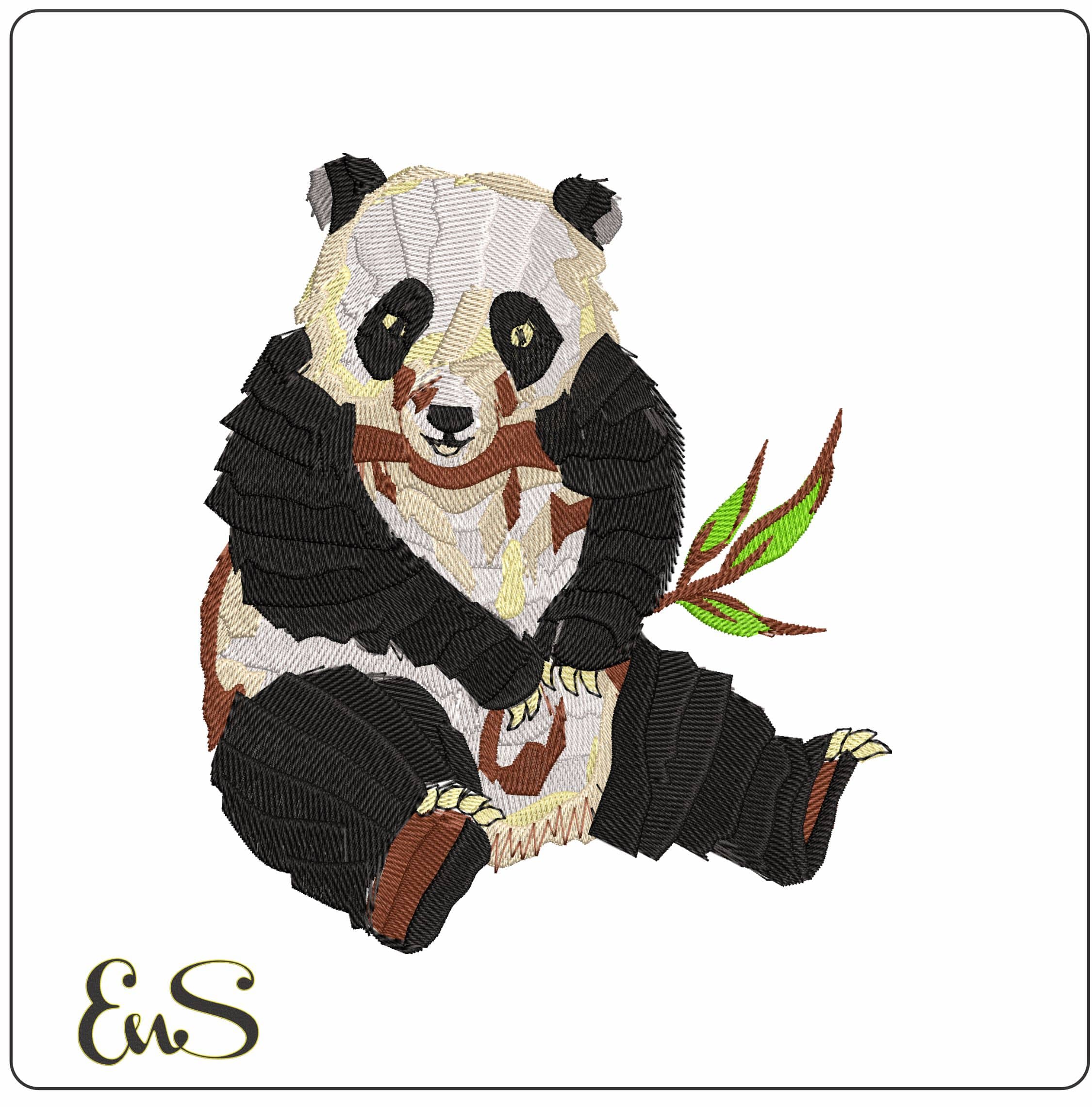 Stylized Panda  - Elegant embroidery design file-instant download