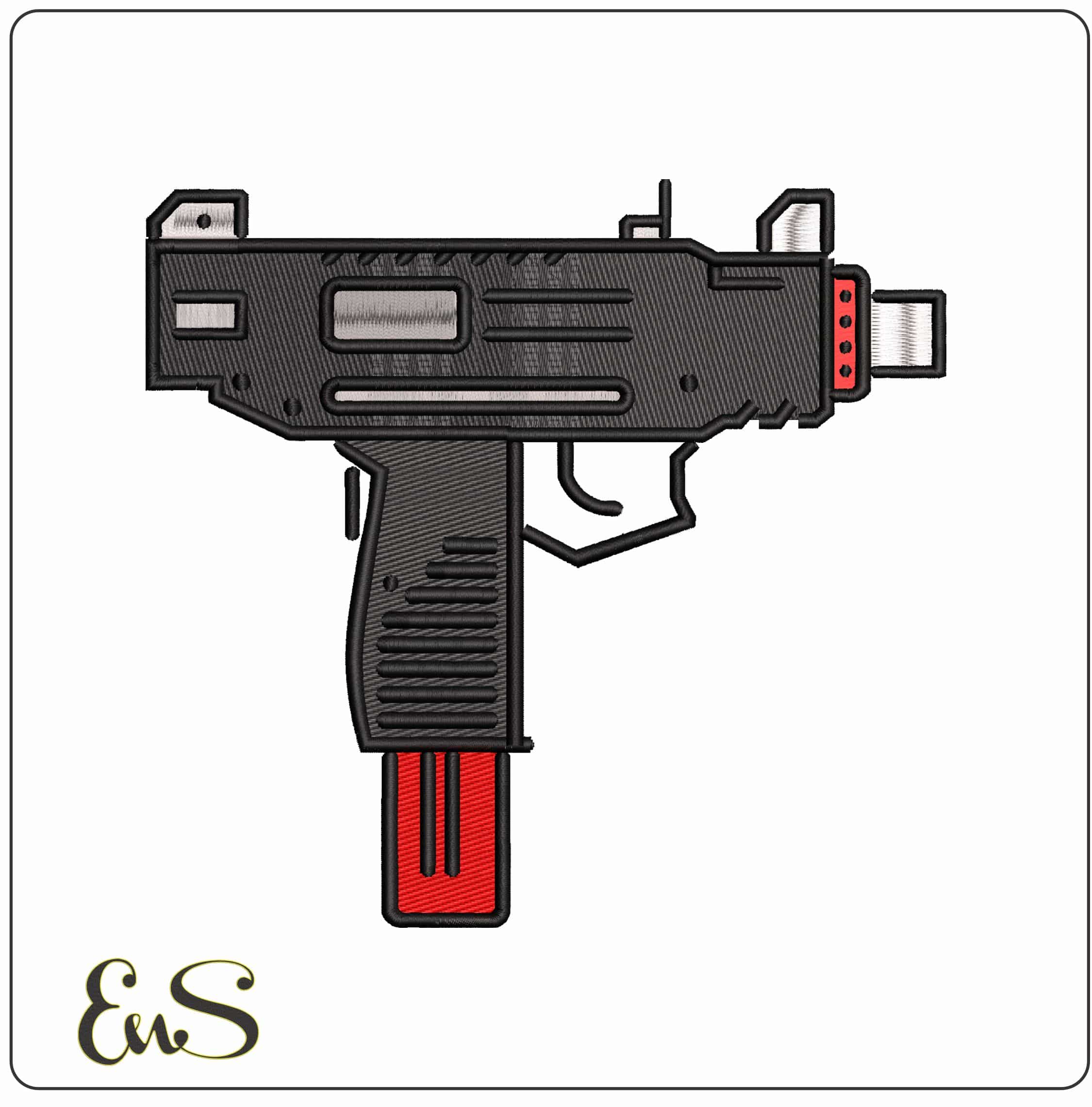 Sub Machine Gun emoji  - Elegant embroidery design file-instant download
