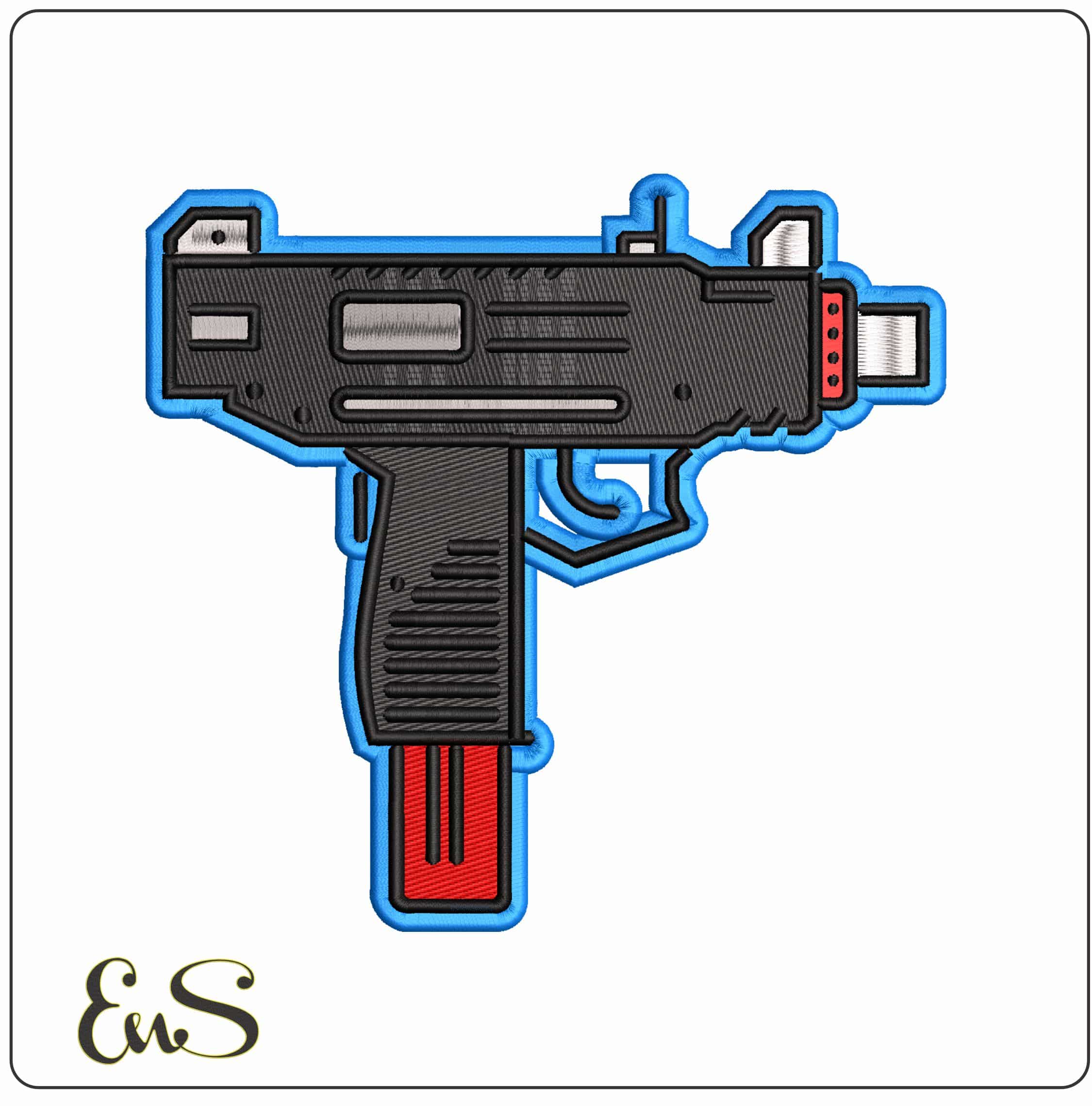 Sub Machine Gun emoji Outline  - Elegant embroidery design file-instant download