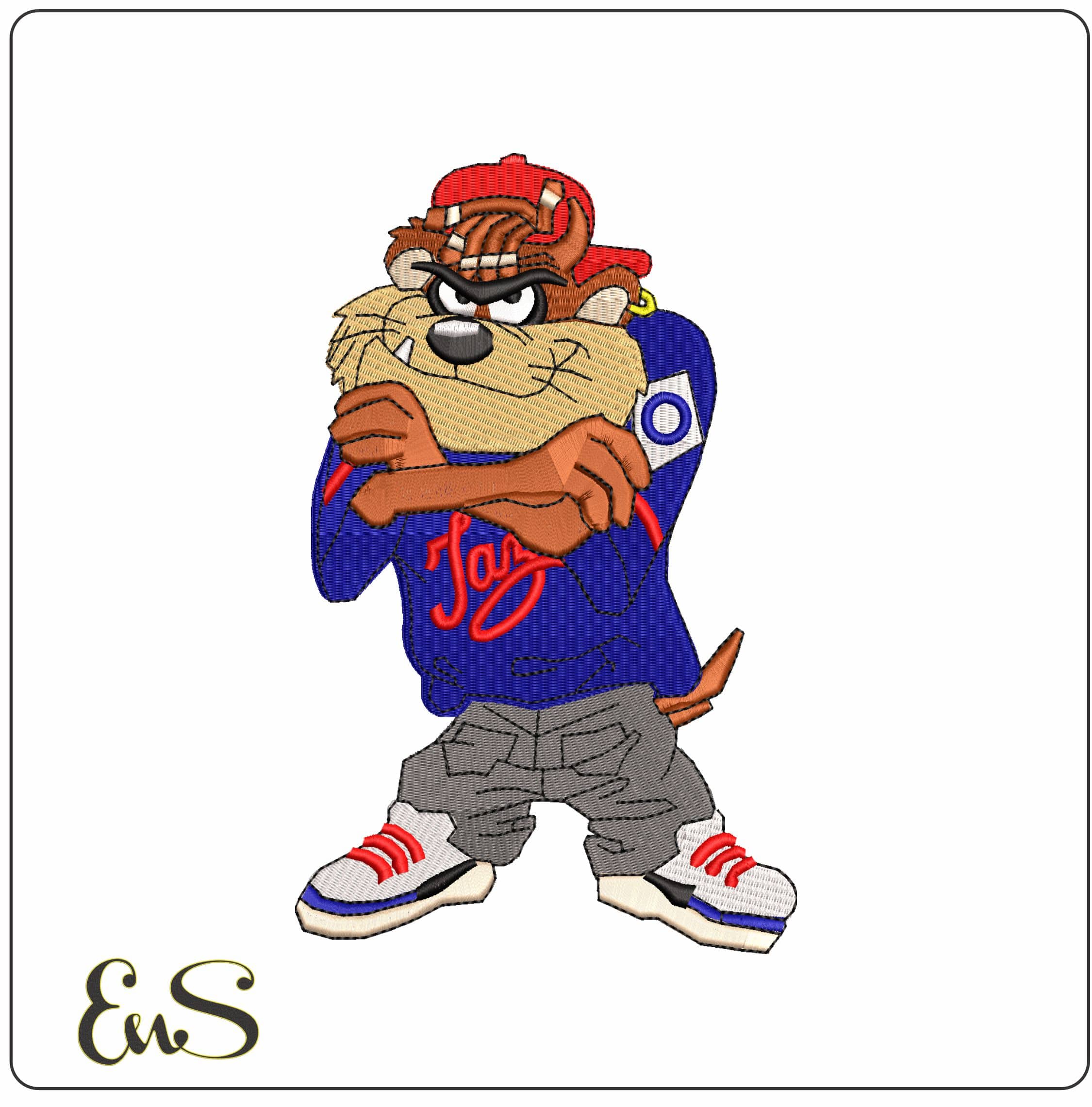Taz in Baseball Outfits Looney Tunes - Elegant embroidery design file-instant download
