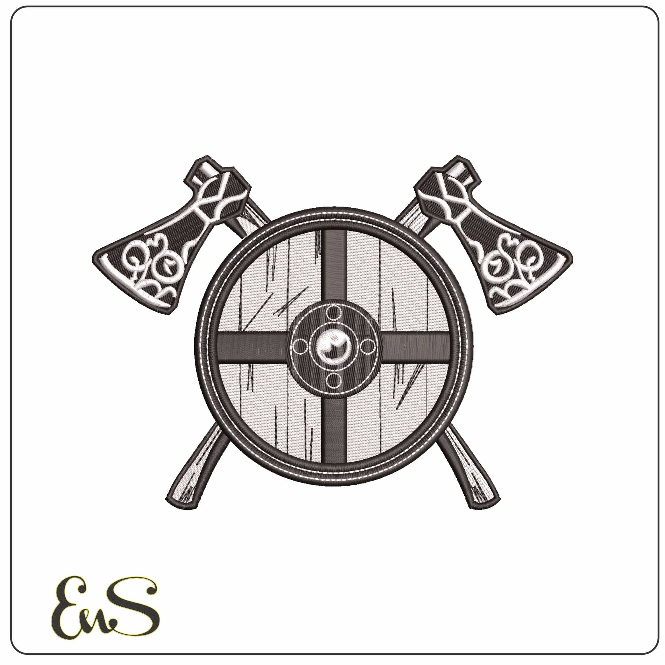 Vikings Shield and Axes   - Elegant embroidery design file-instant download