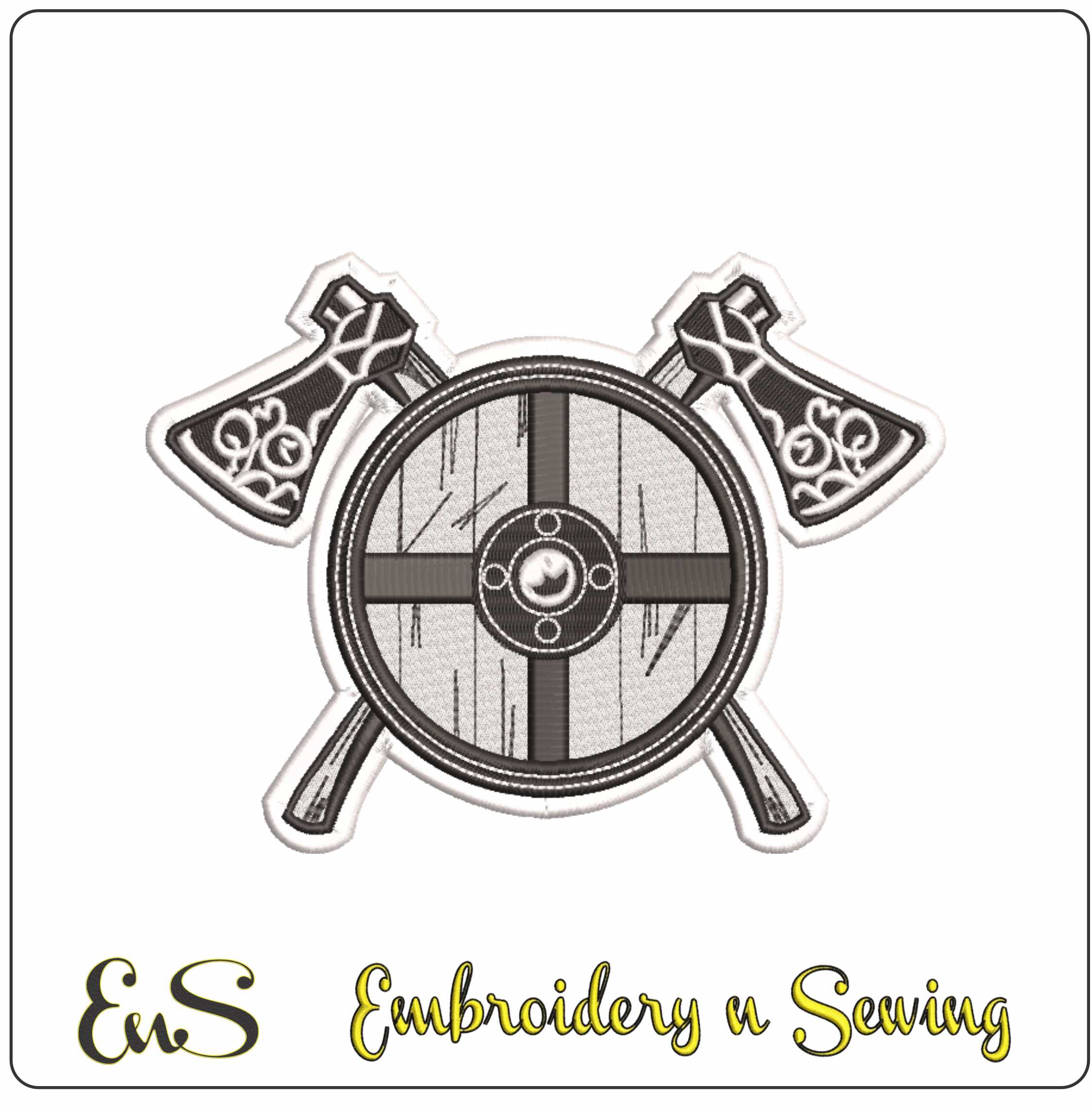 Vikings Shield and Axes - Elegant embroidery design file-instant download