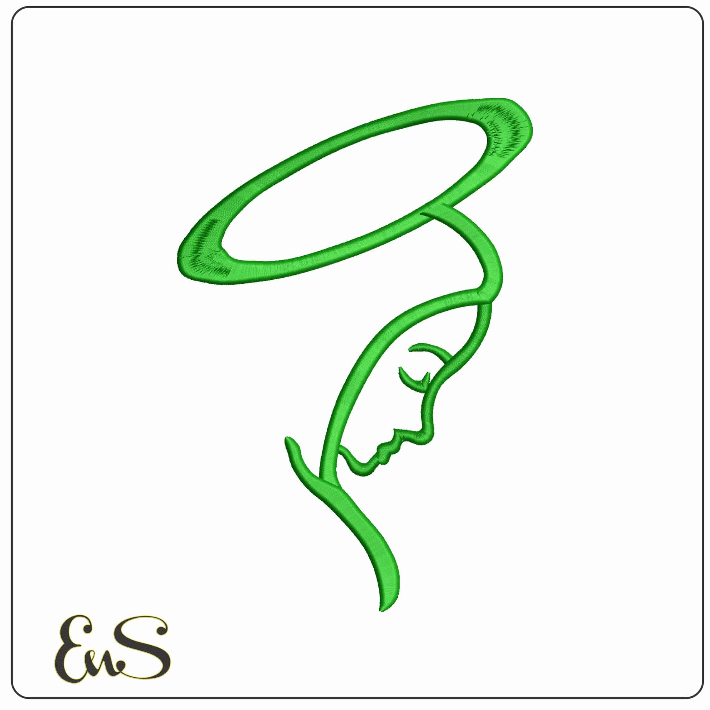 Virgin Mary Halo Shilotte Line - Elegant embroidery design file-instant download