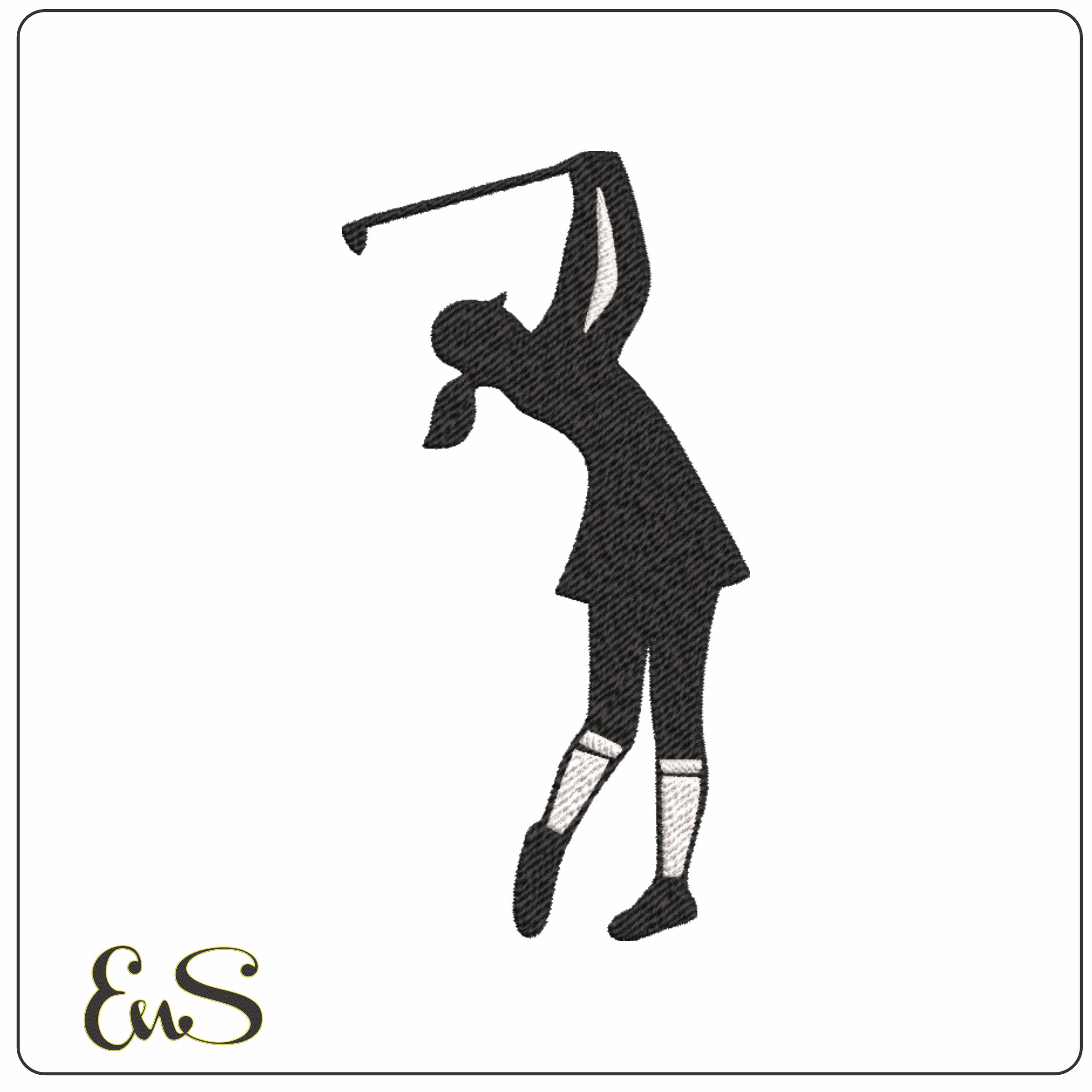 Ladies Golf Swing Silhouette, Embroidery machine design outline, custom digital file, Sports golf swing