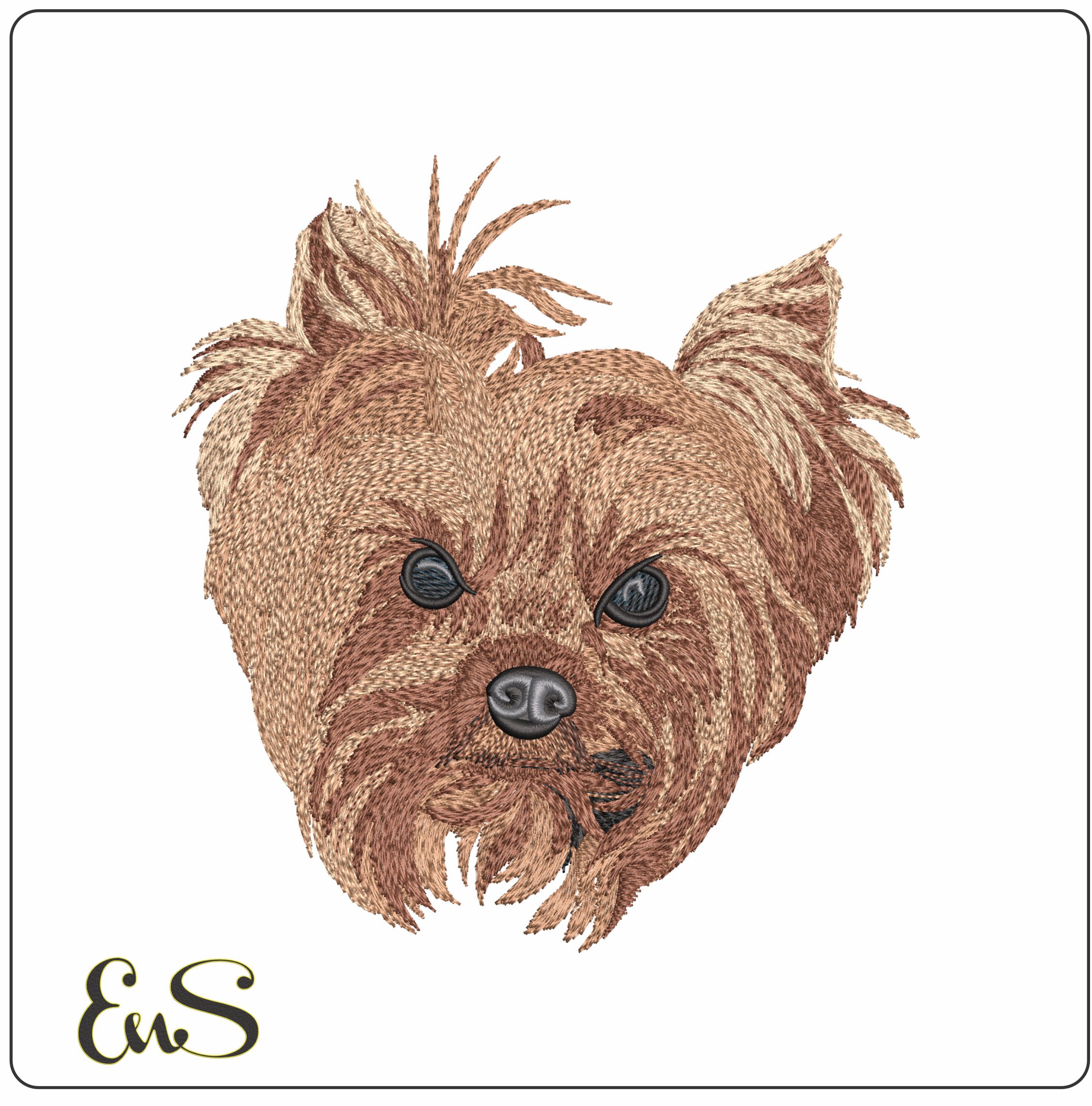 Yorkshire Terrier Face   - Elegant embroidery design file-instant download