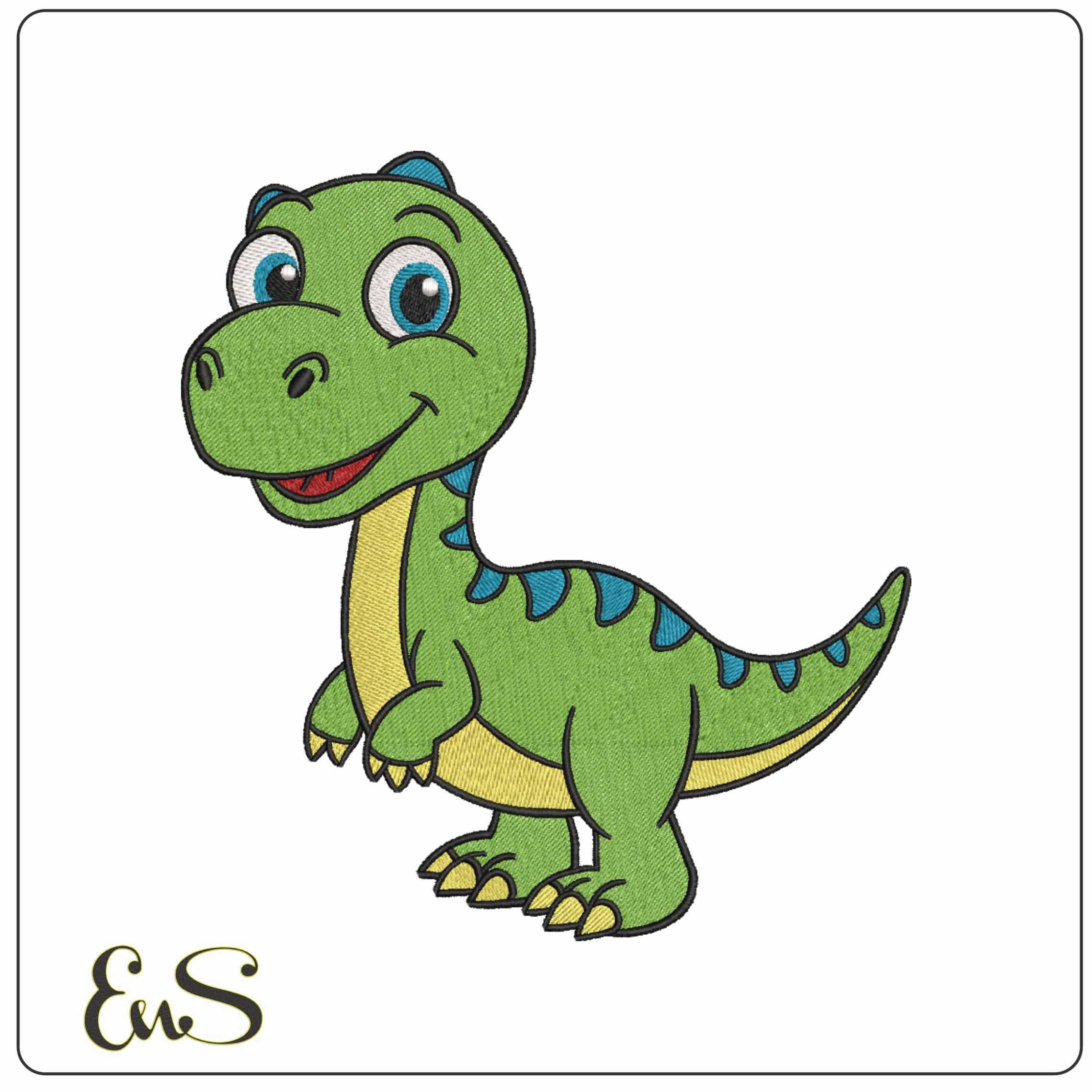 Happy Little Dino Children - Elegant embroidery design file-instant download