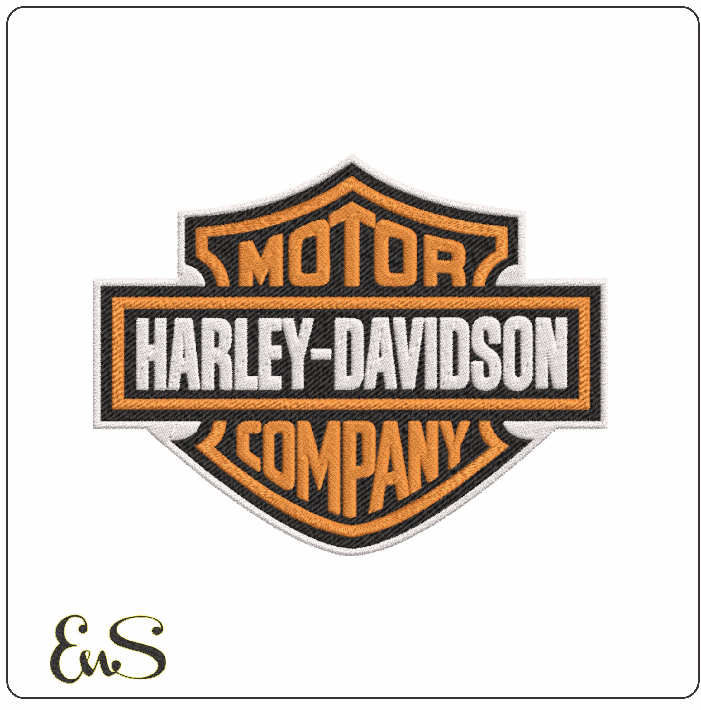 Harley Davidson Motorbike Logo embroidery design - group design machine pattern Bike Company embroidery file instant download in a frame