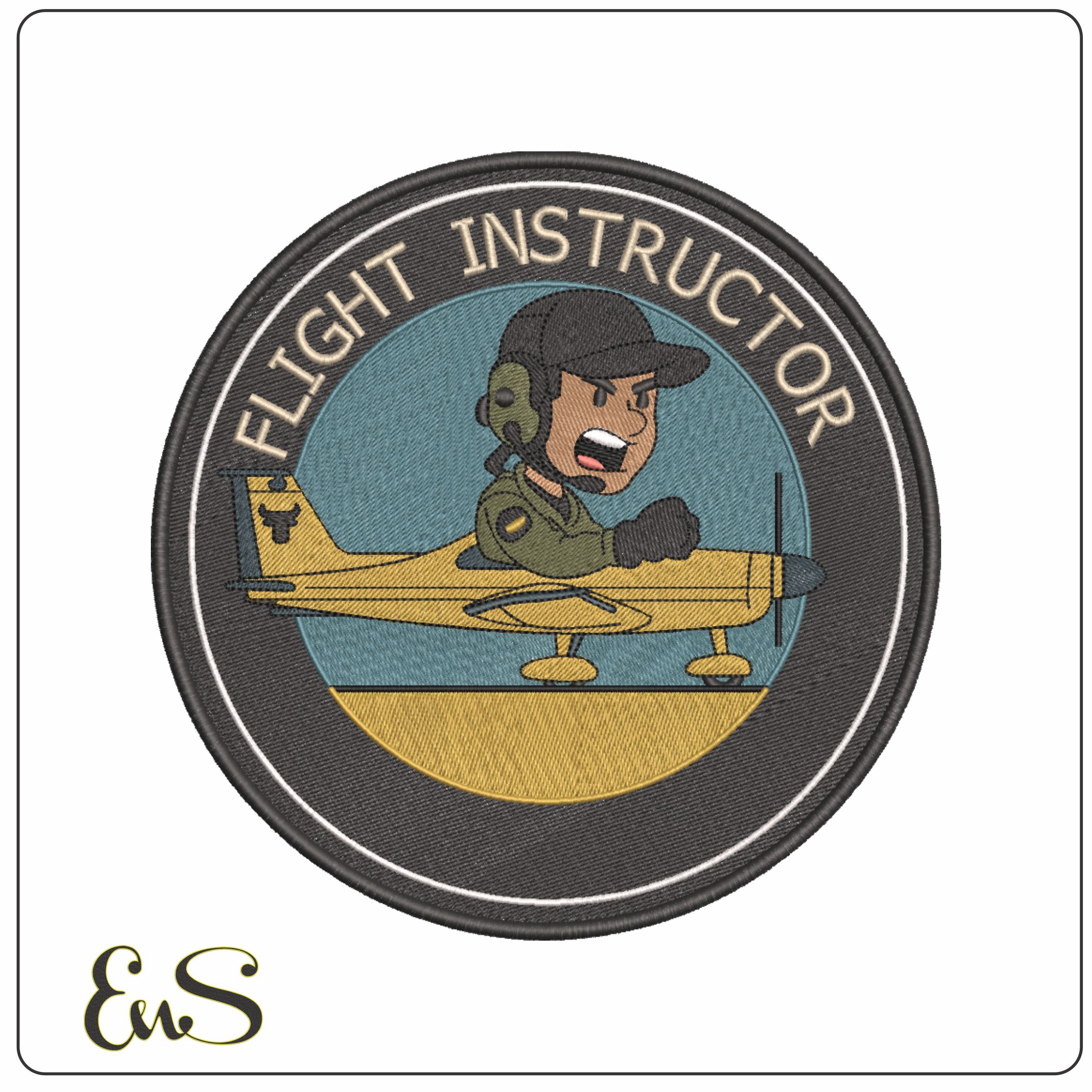 Flight Instructor Patch  - Elegant embroidery design file-instant download