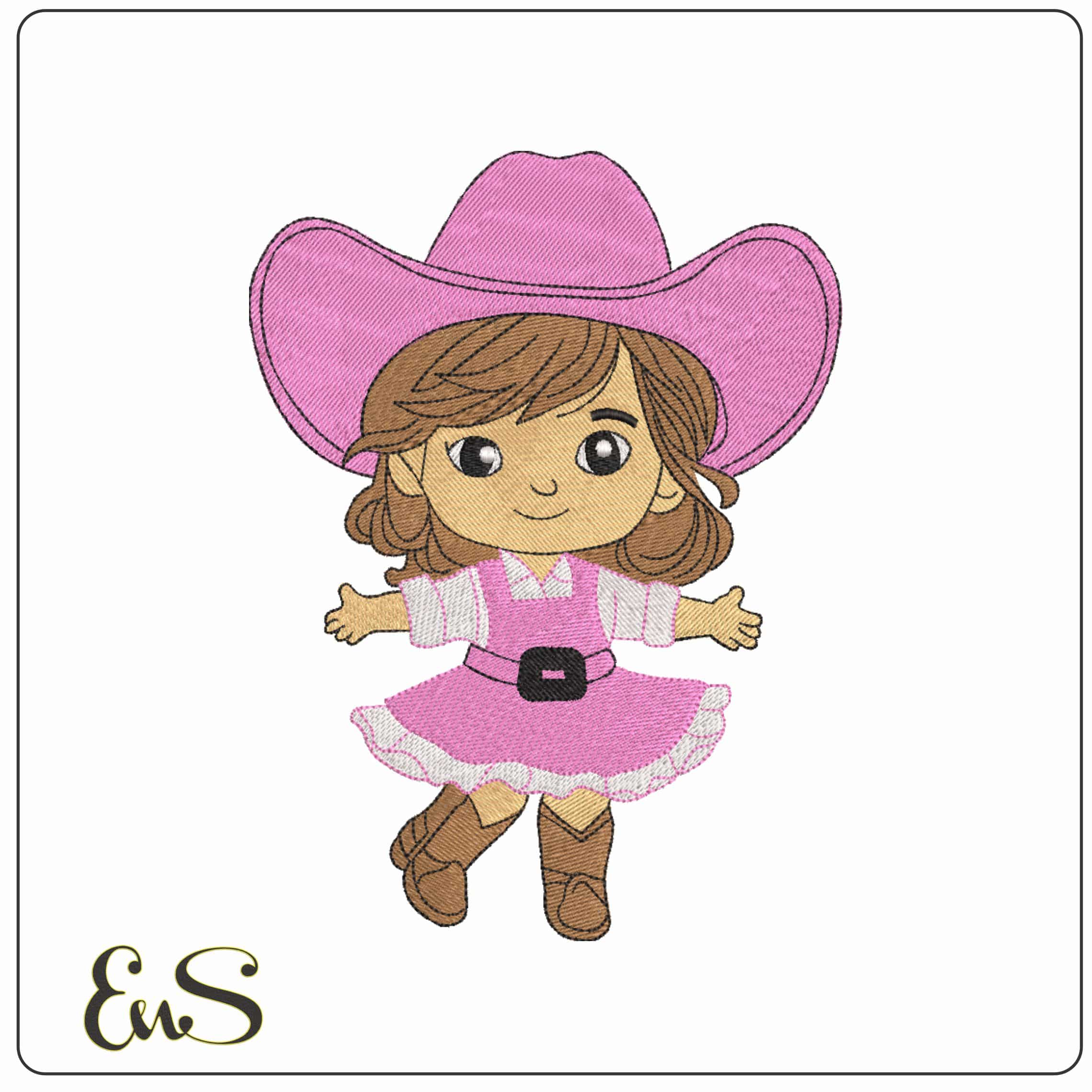 Cowgirl Dancing - Elegant embroidery design file-instant download