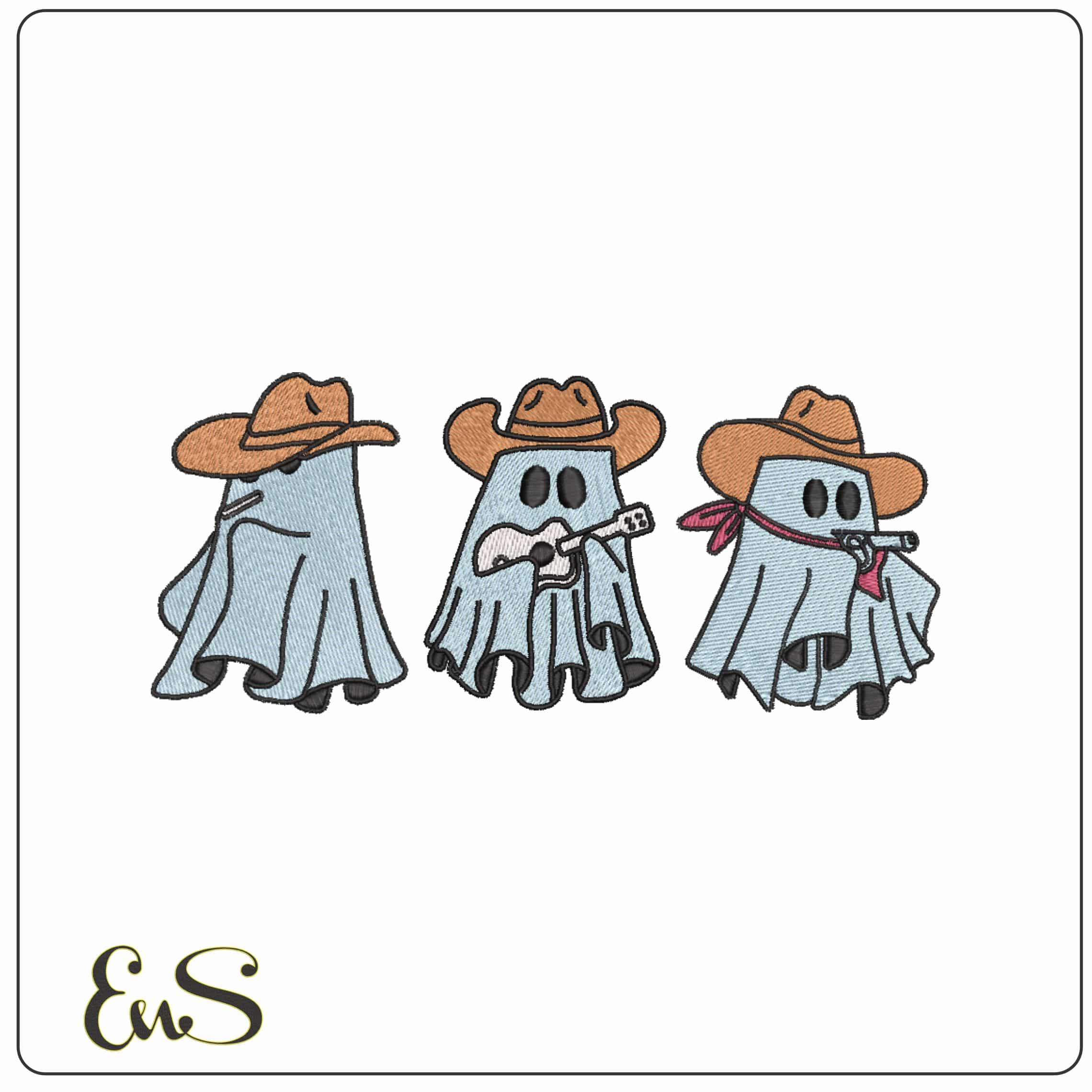 Cowboy Ghosts  - Elegant embroidery design file-instant download