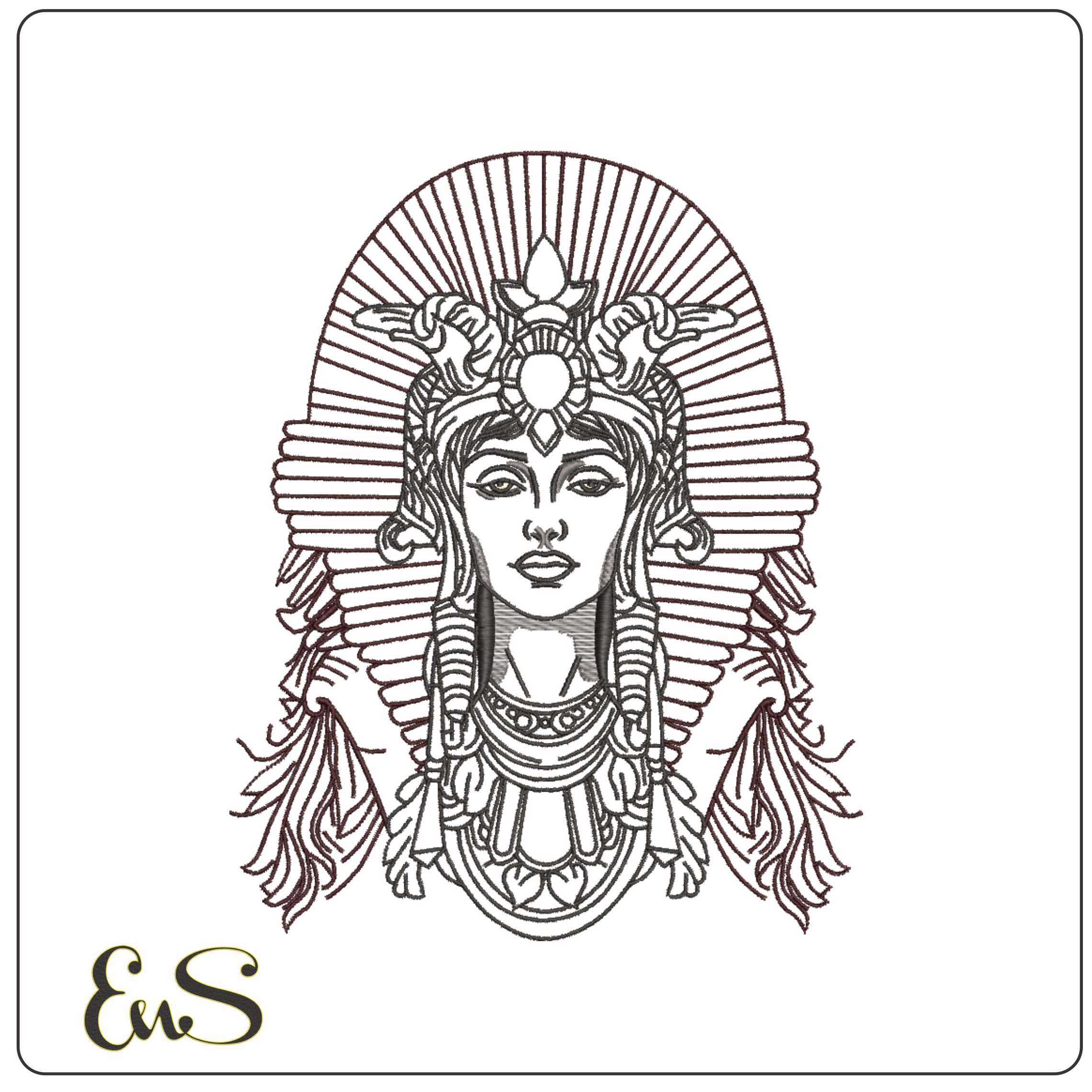 Cleoptra Head Line art - Elegant embroidery design file-instant download