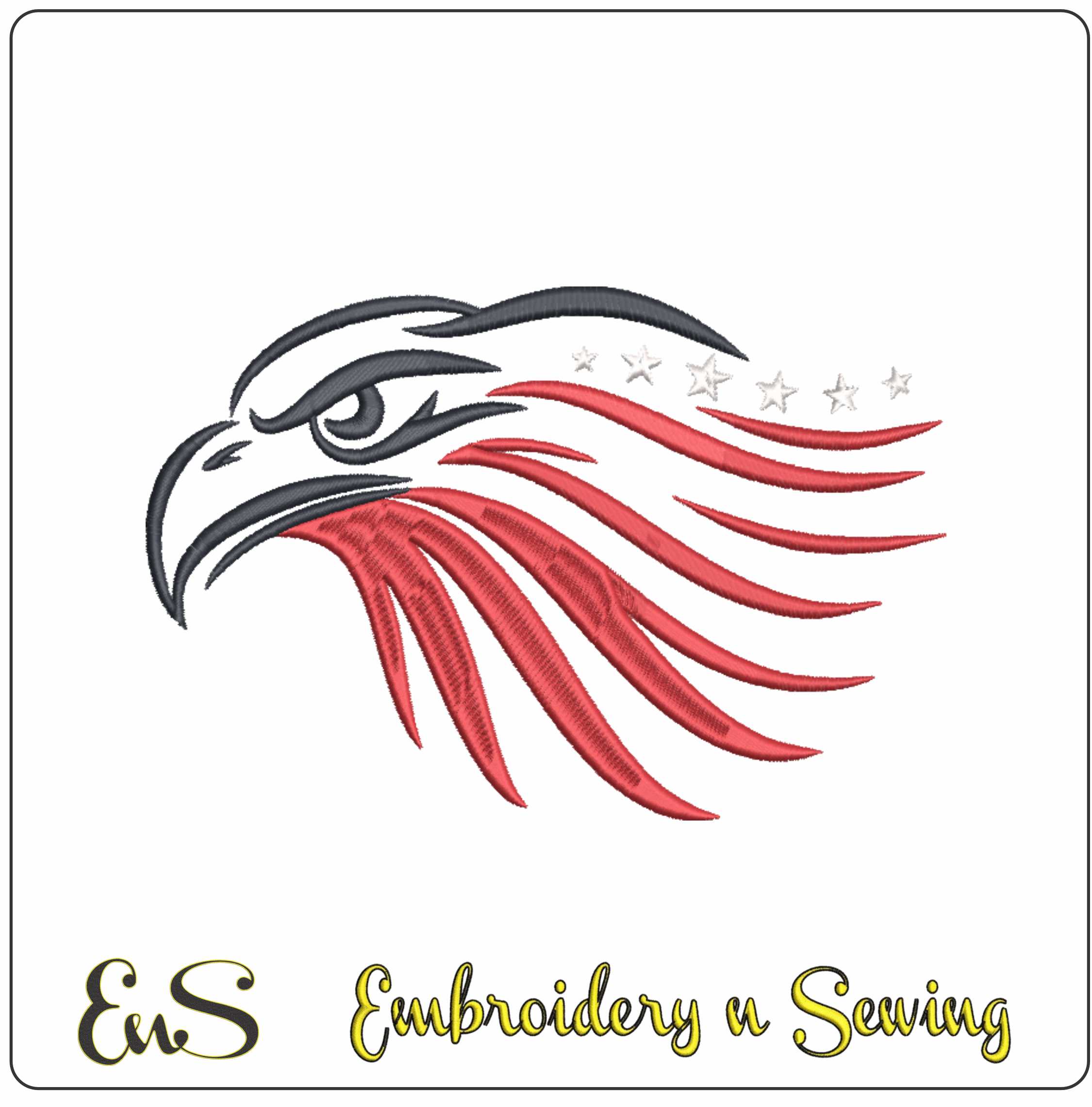 4th July embroidery - Flag Eagle outline embroidery design - American flag Eagle outline - USA embroidery- Memorial day- Machine embroidery