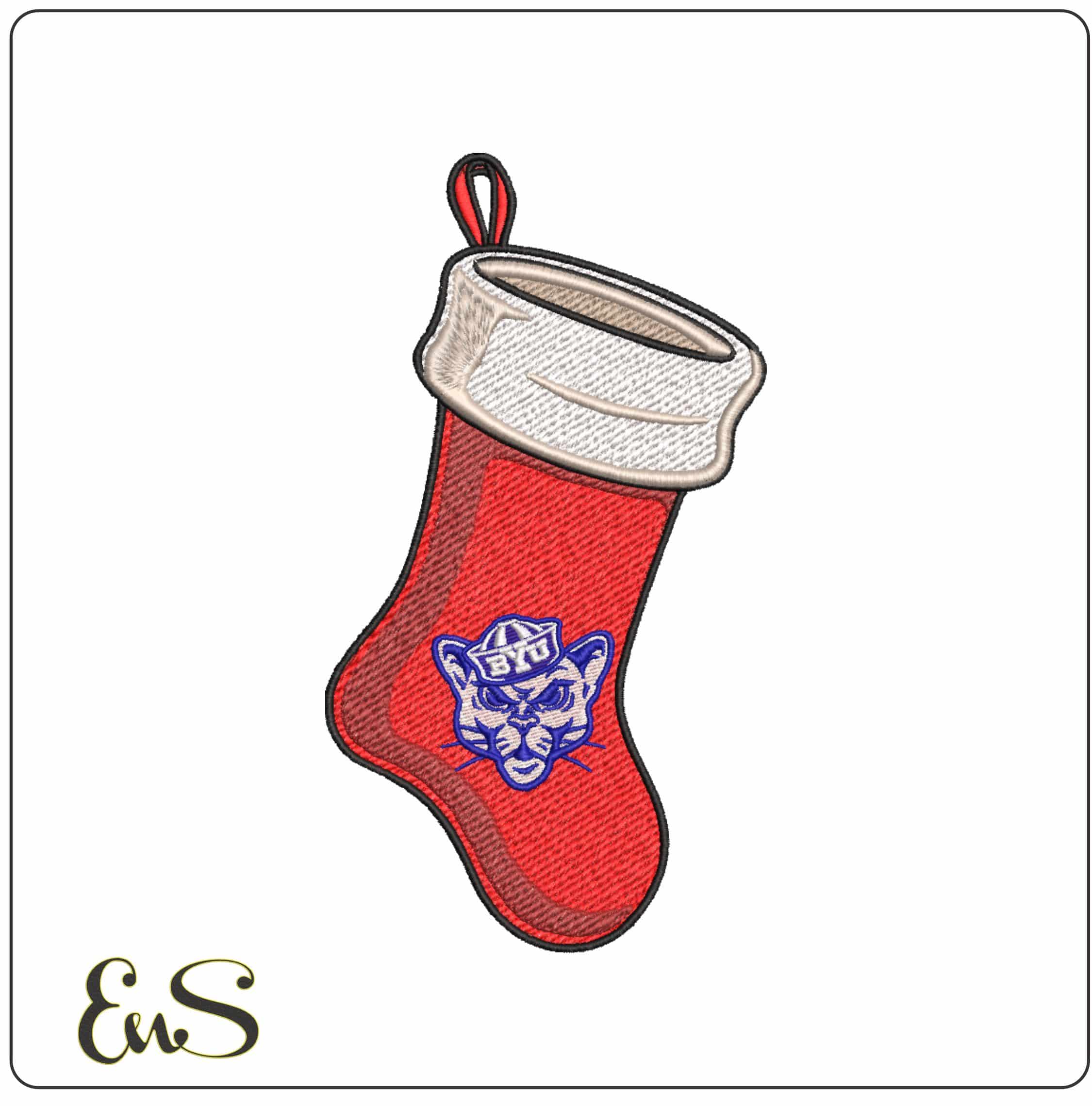 Christmas Stocking  Cougars Alternative Brigham Young University     - Elegant embroidery design file-instant download