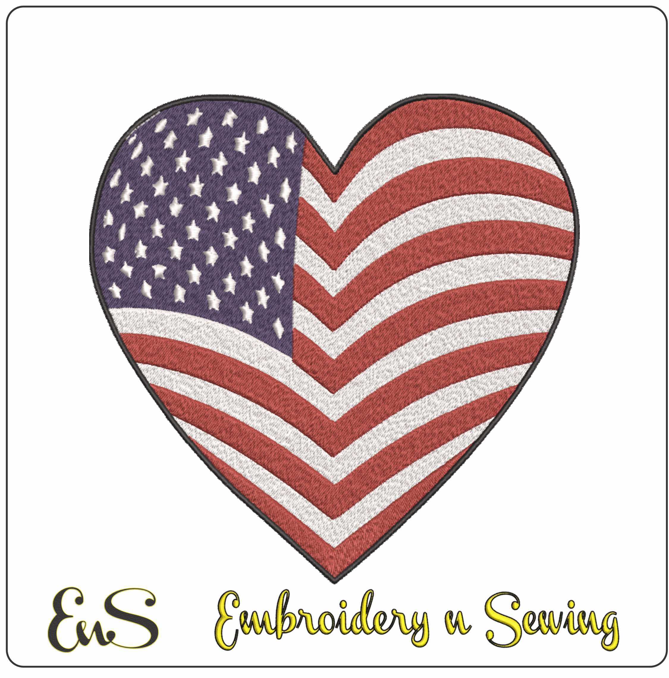 4th July embroidery - Flag Heart embroidery design - American flag heart - USA embroidery - Memorial day - Machine embroidery design