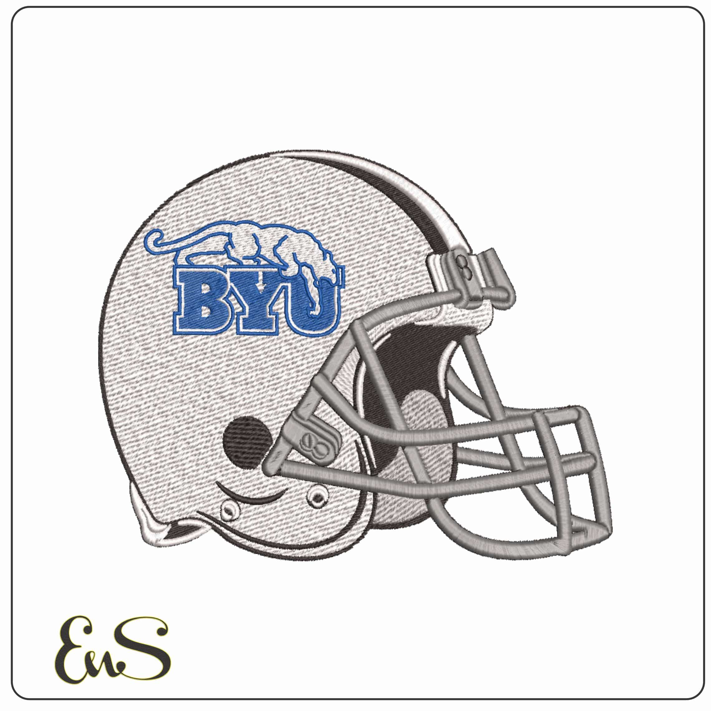 American Football Helmet BYU Cougars 1982 to 1999   University    - Elegant embroidery design file-instant download