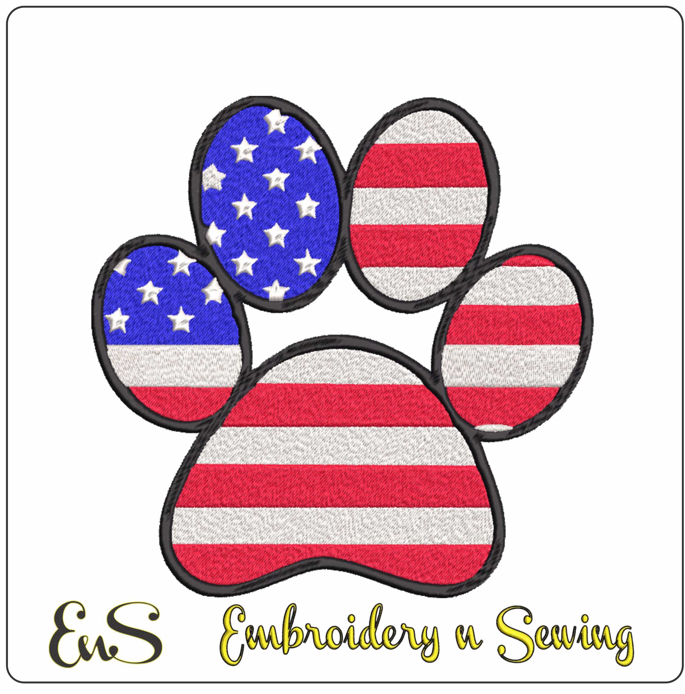 4th July embroidery - Flag Cute Dog paw embroidery design American Waving flag - USA embroidery - Memorial day - Machine embroidery design