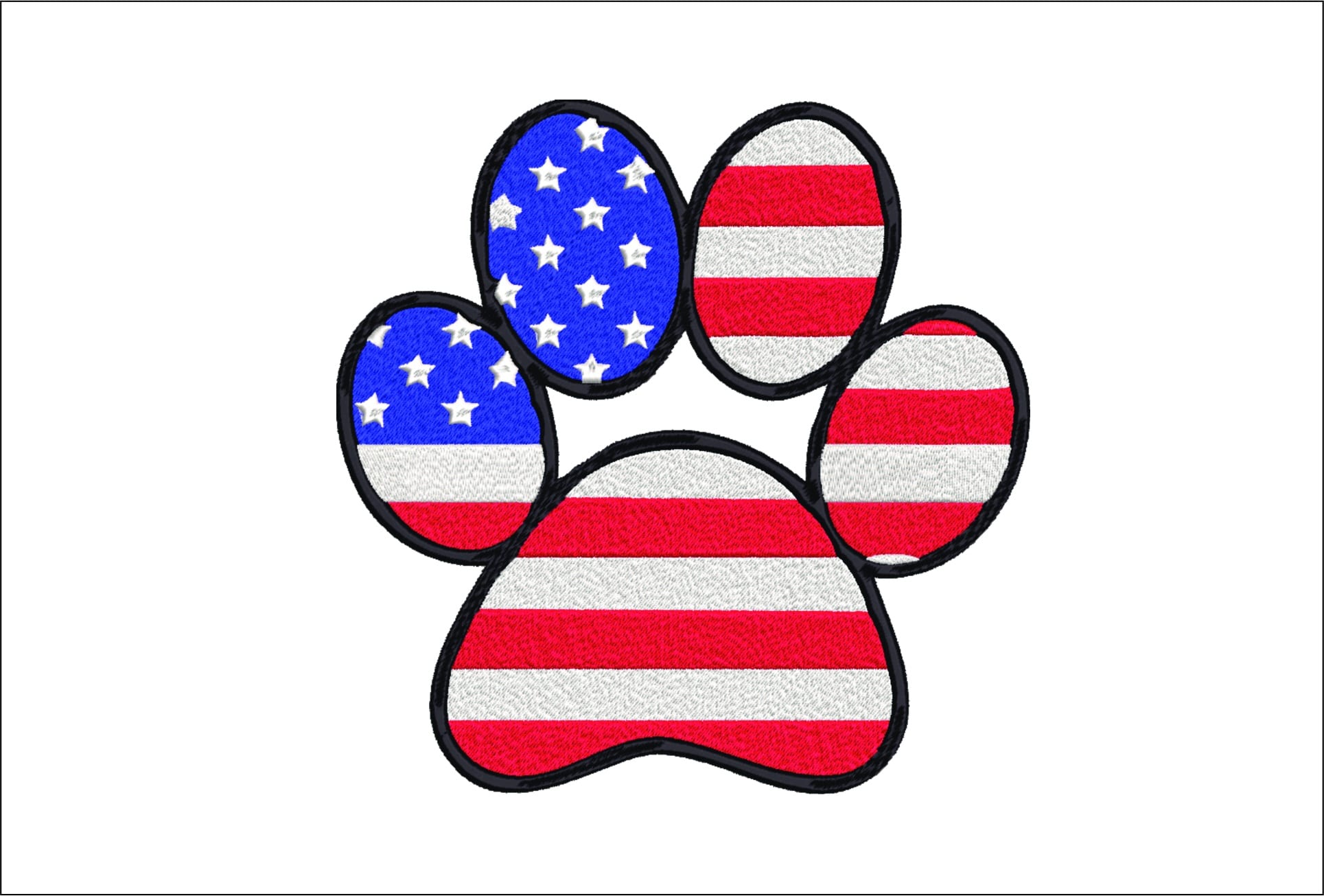 4th July embroidery - Flag Cute Dog paw embroidery design American Waving flag - USA embroidery - Memorial day - Machine embroidery design