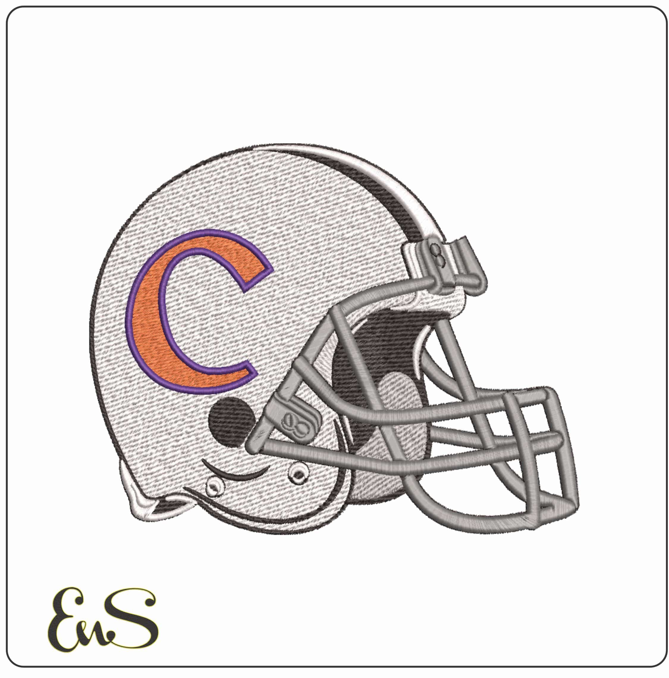 American Football Helmet Clemson Tiger Alternative University   - Elegant embroidery design file-instant download