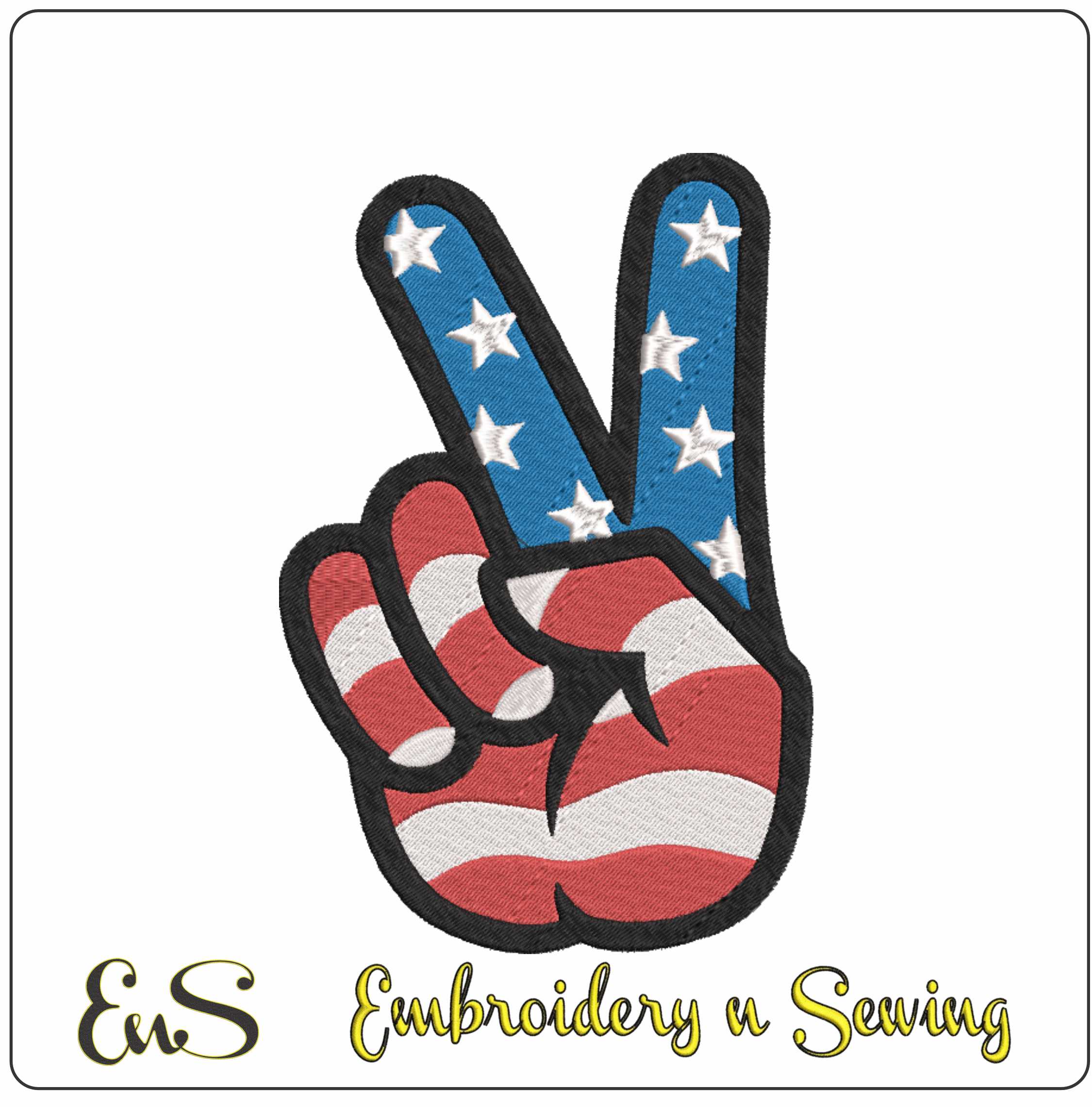 4th July embroidery - Flag Peace sign embroidery design - American flag Peace - USA embroidery - Memorial day - Machine embroidery design