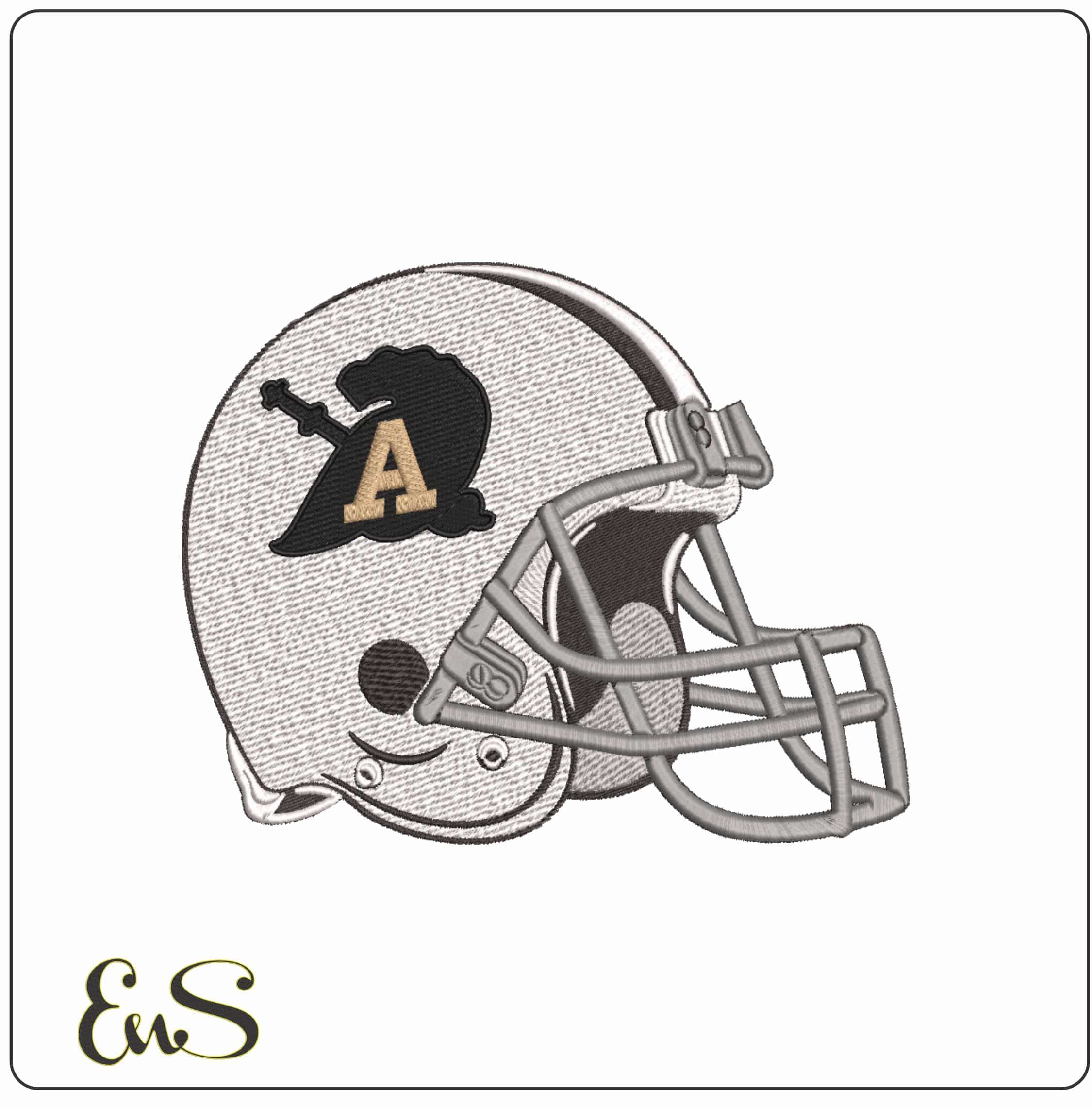 American Football Helmets Army Black Knight US Military Academy    - Elegant embroidery design file-instant download