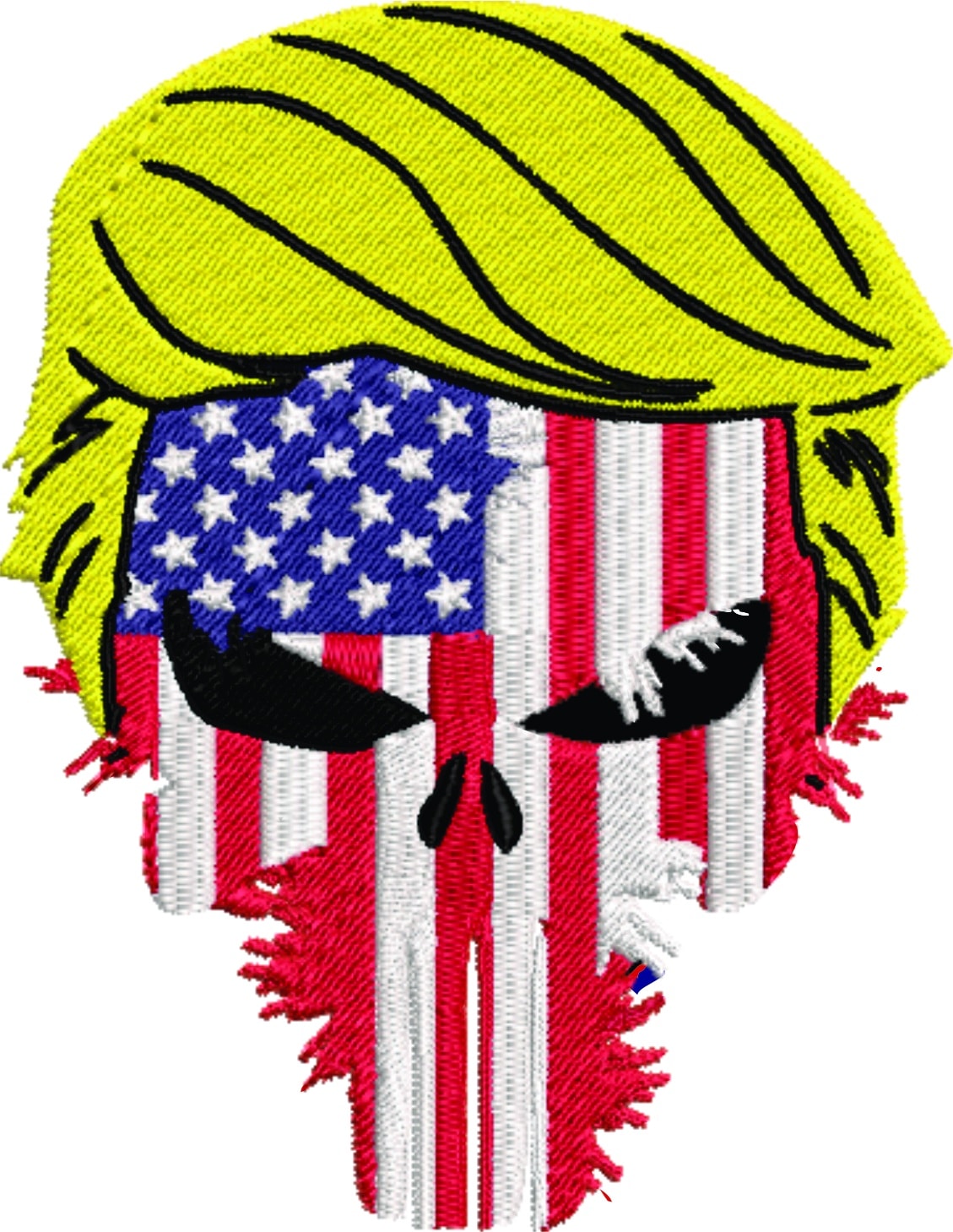 4th July embroidery - Flag Skull Hair embroidery design - American flag Trump - USA embroidery - Memorial day - Machine embroidery design