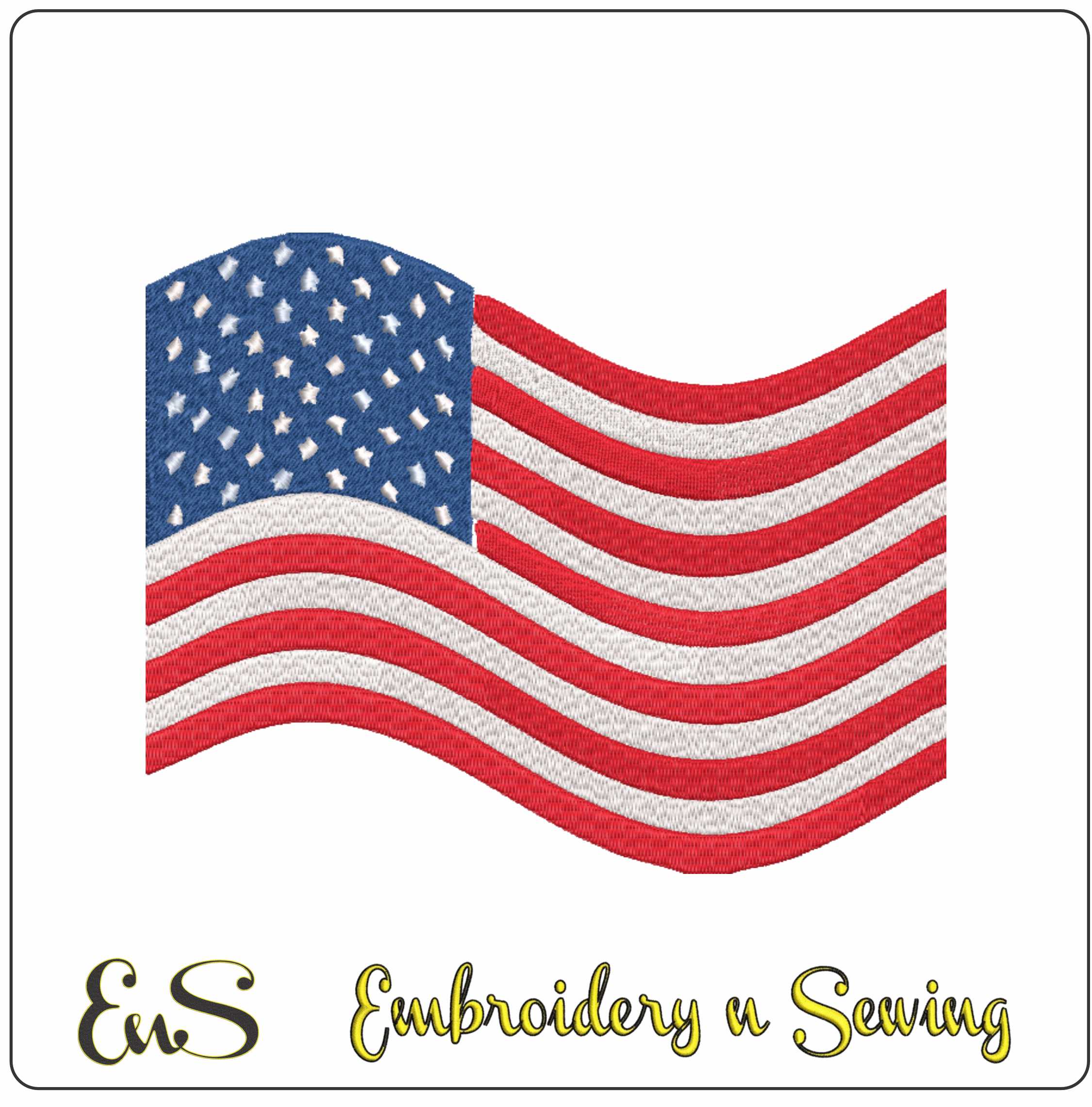 4th July embroidery - Flag Waving Machine embroidery design - American flag Wave outline - USA embroidery- Memorial day-Machine embroidery