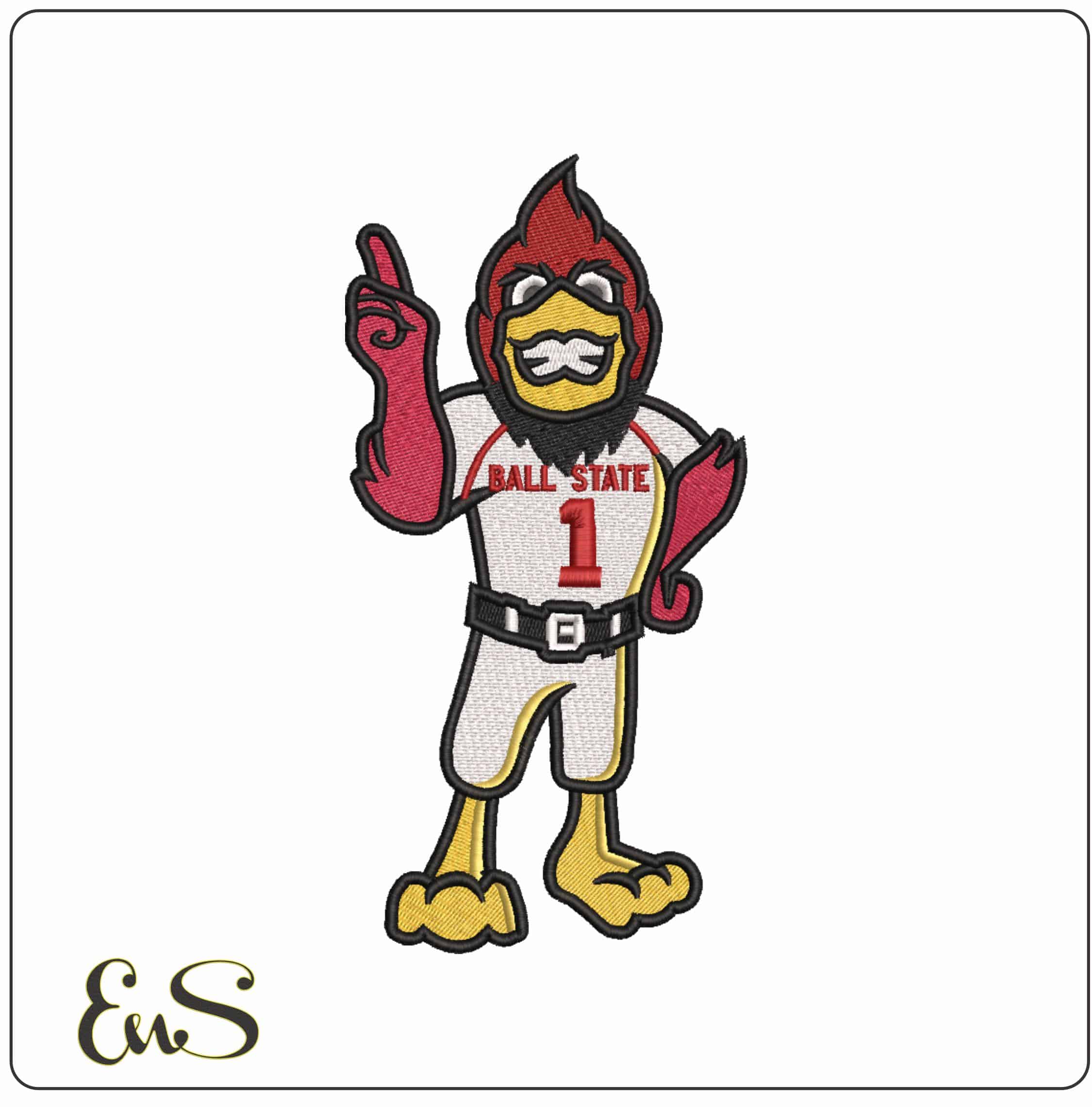 Ball State Cardinals Mascot Ball State University - Elegant embroidery design file-instant download