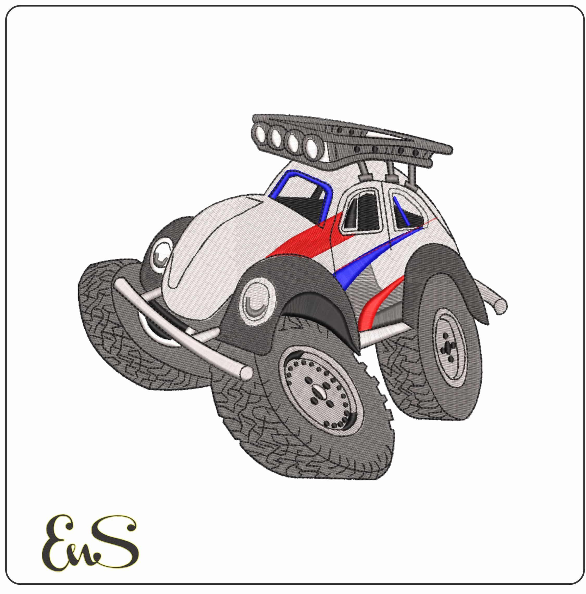 Beetle cartoon Dune Buggy - Elegant embroidery design file-instant download