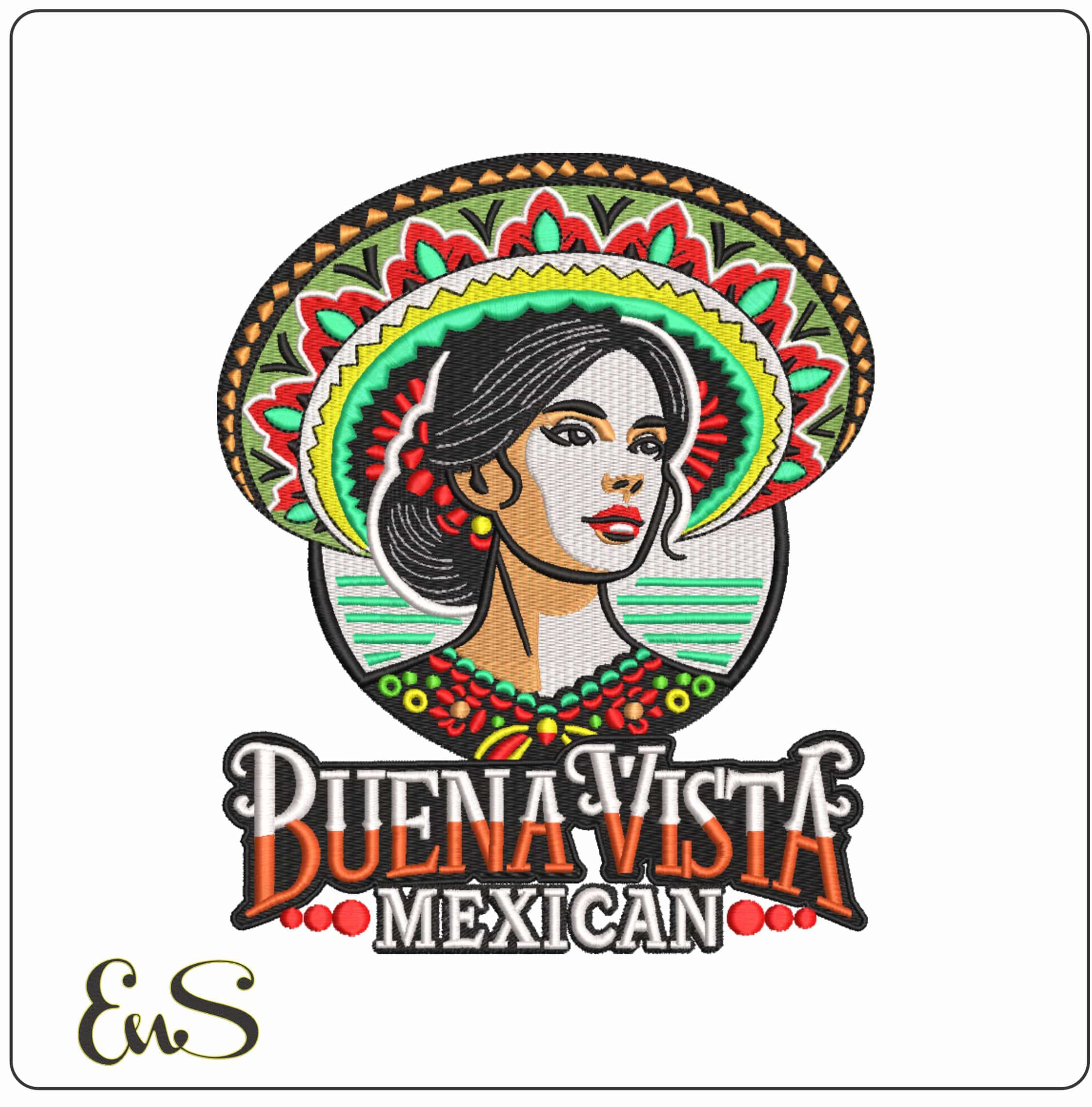 Buena Vista Mexican Woman - Elegant embroidery design file-instant download