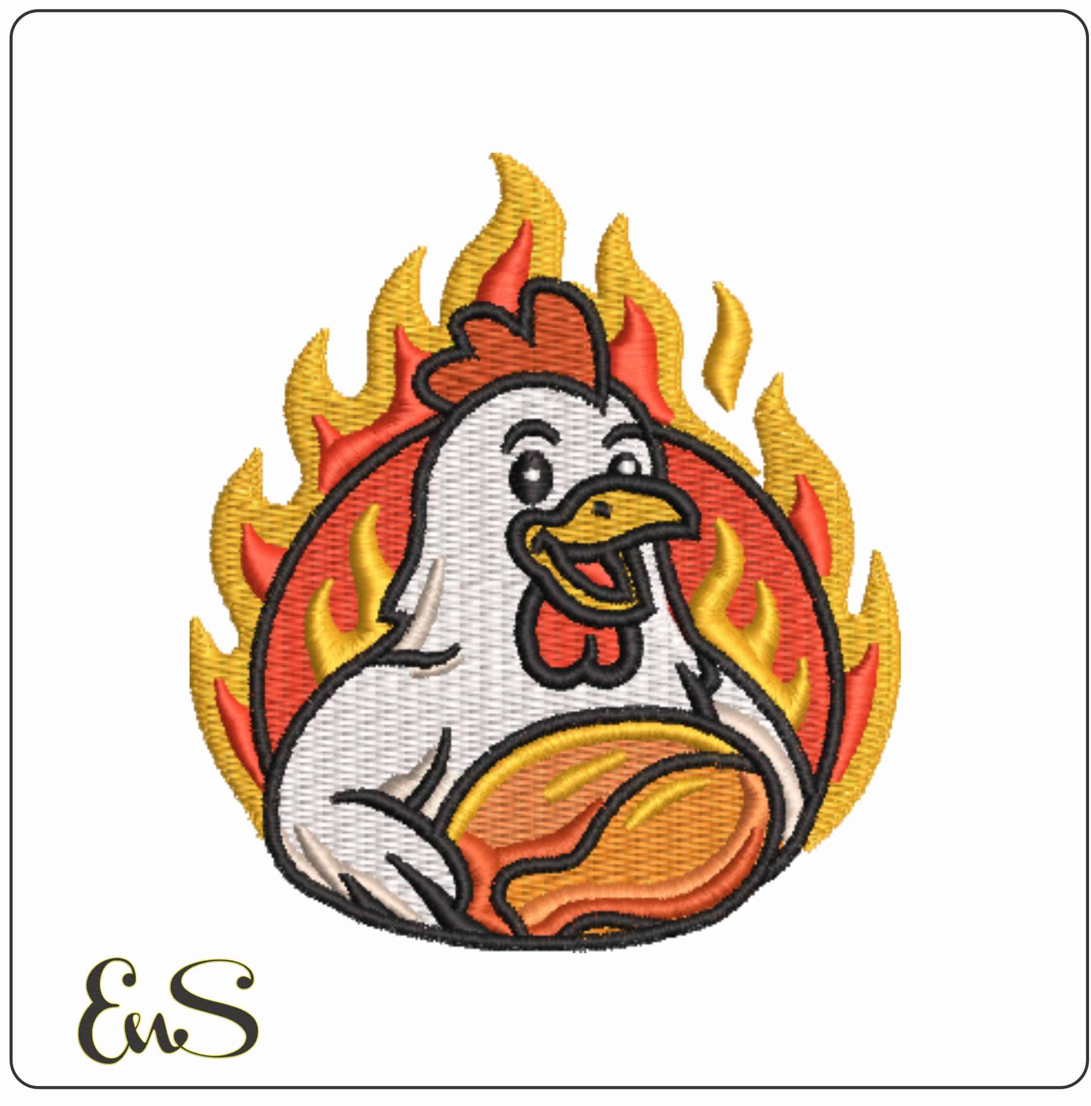 Chicken Serving Roast Chicken - Elegant embroidery design file-instant download