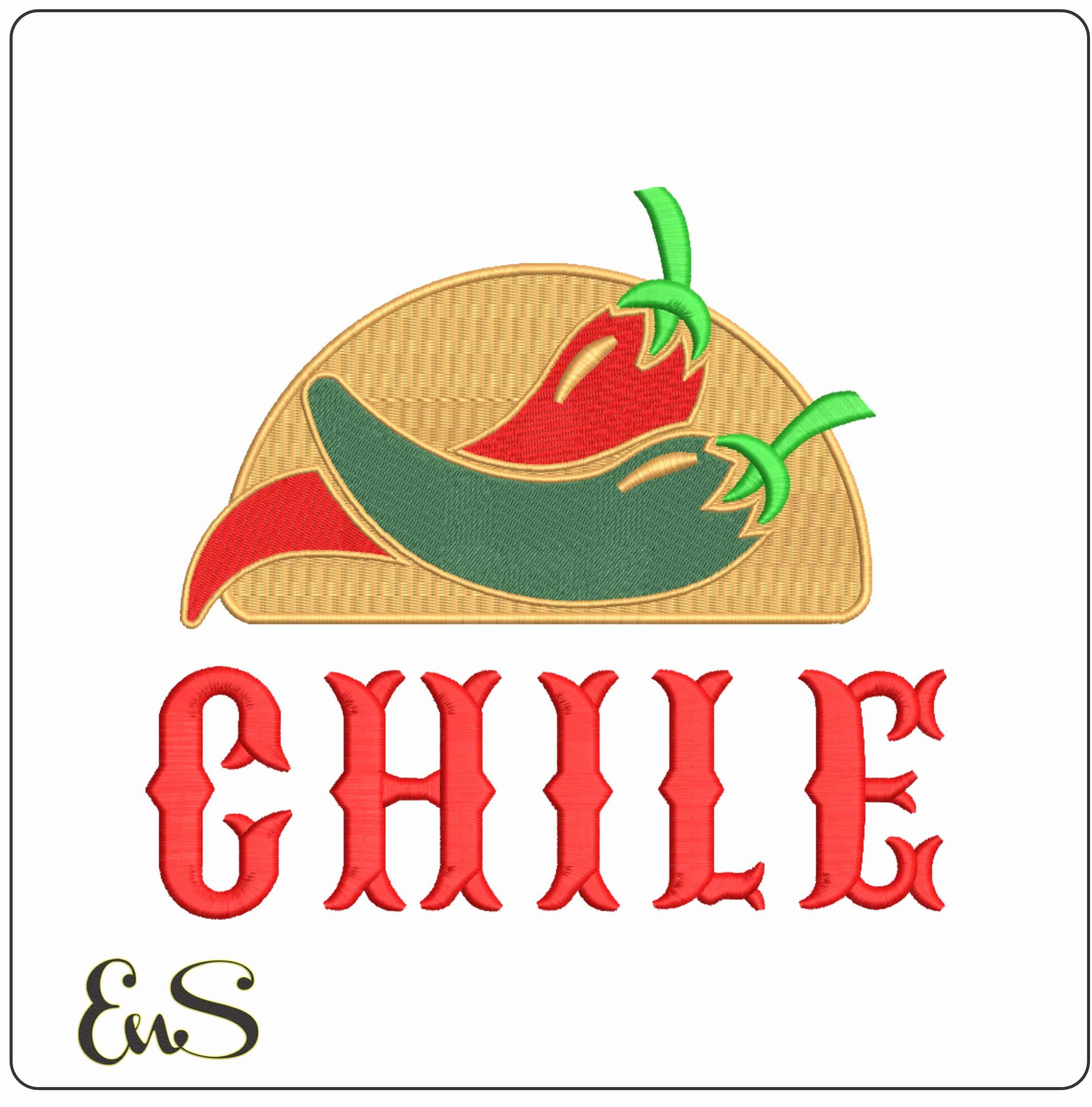 Chile Chillies - Elegant embroidery design file-instant download