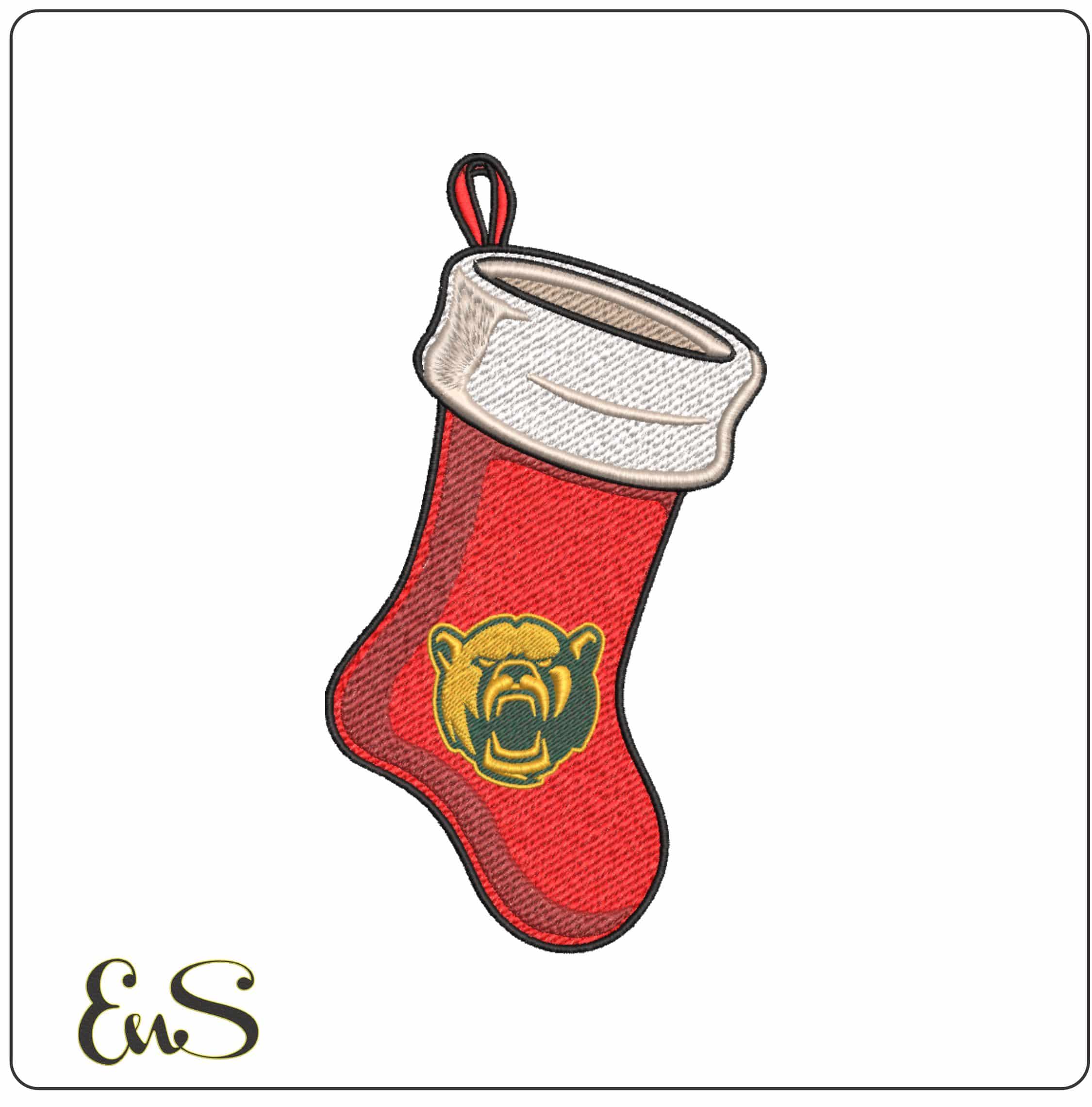 Christmas Stocking Baylor Bears Alternative University   - Elegant embroidery design file-instant download
