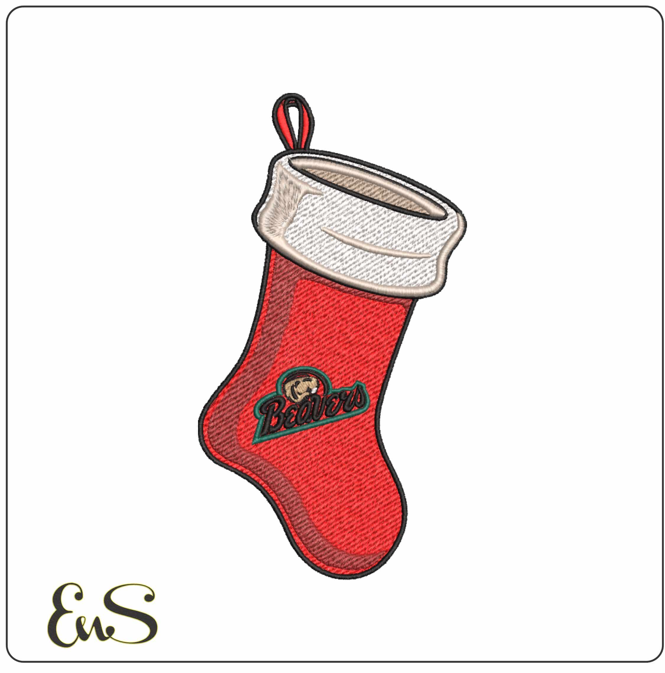 Christmas Stocking Bemidji State Beavers Alternative University   - Elegant embroidery design file-instant download