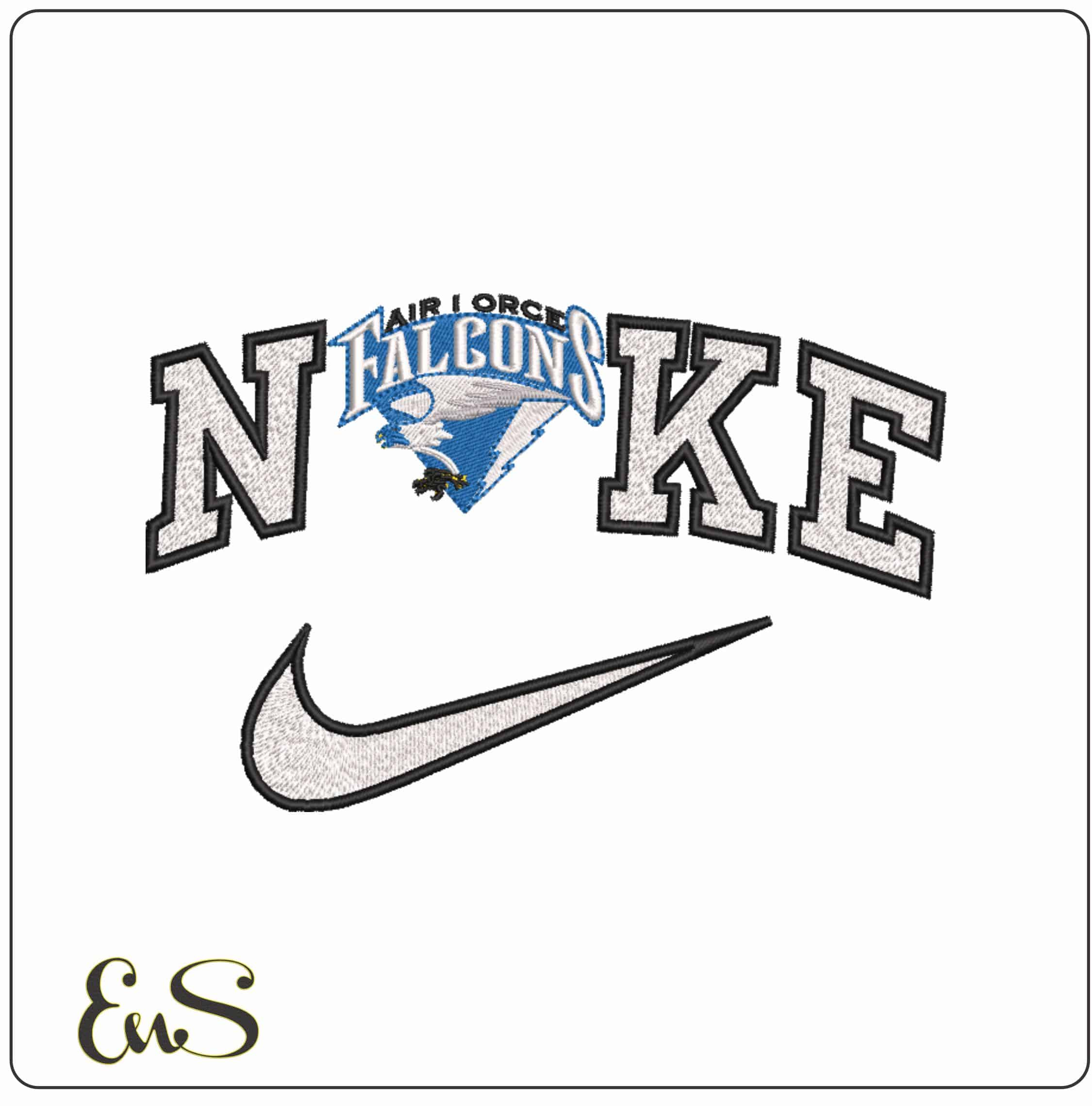 Nike Air Force Falcons 1995 to 2003 Academy - Elegant embroidery design file-instant download