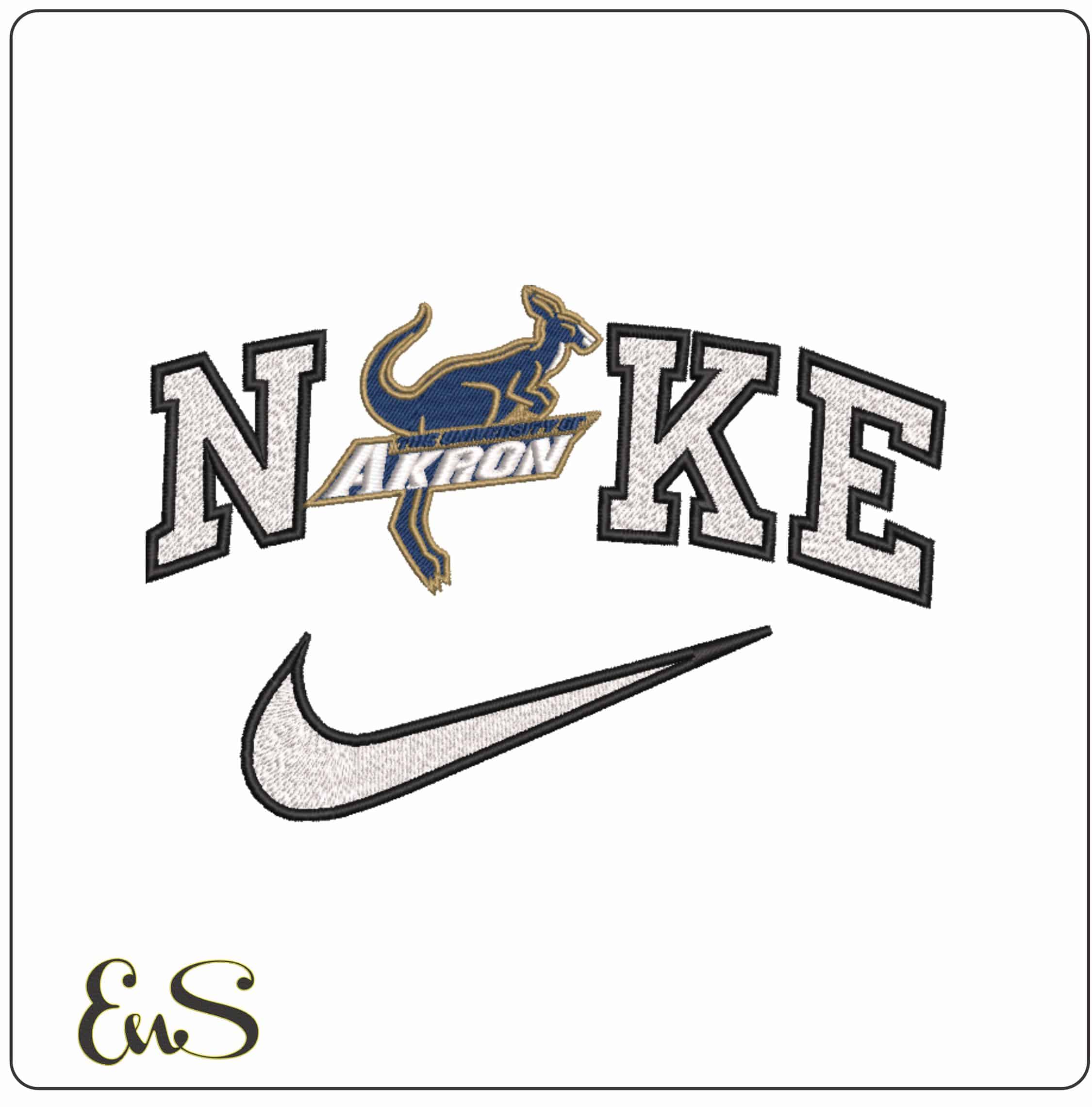 Nike Akron Zip 2002 to 2008 University Akron - Elegant embroidery design file-instant download