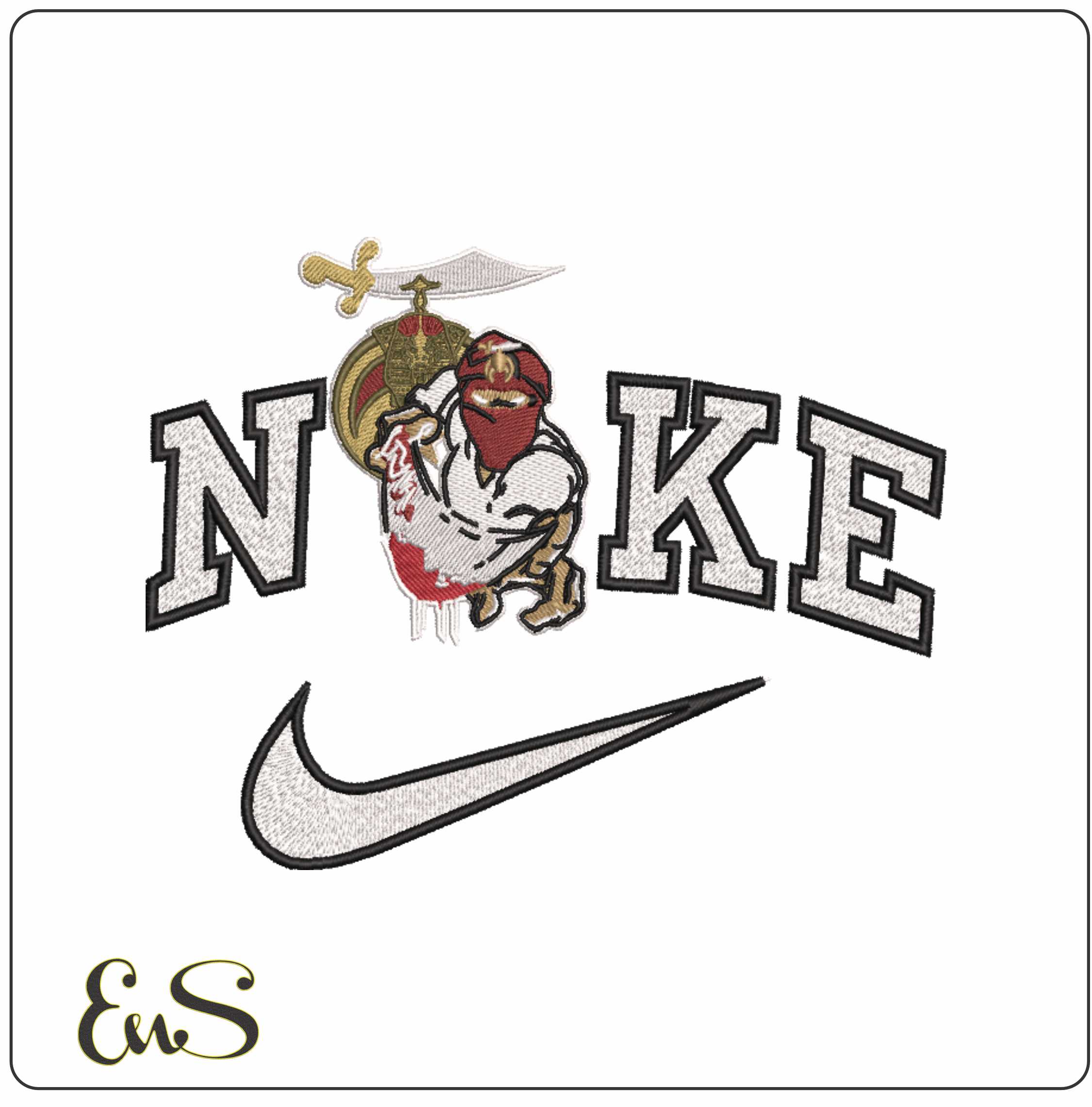 Nike Arabian Knight with Bloody Sword - Elegant embroidery design file-instant download