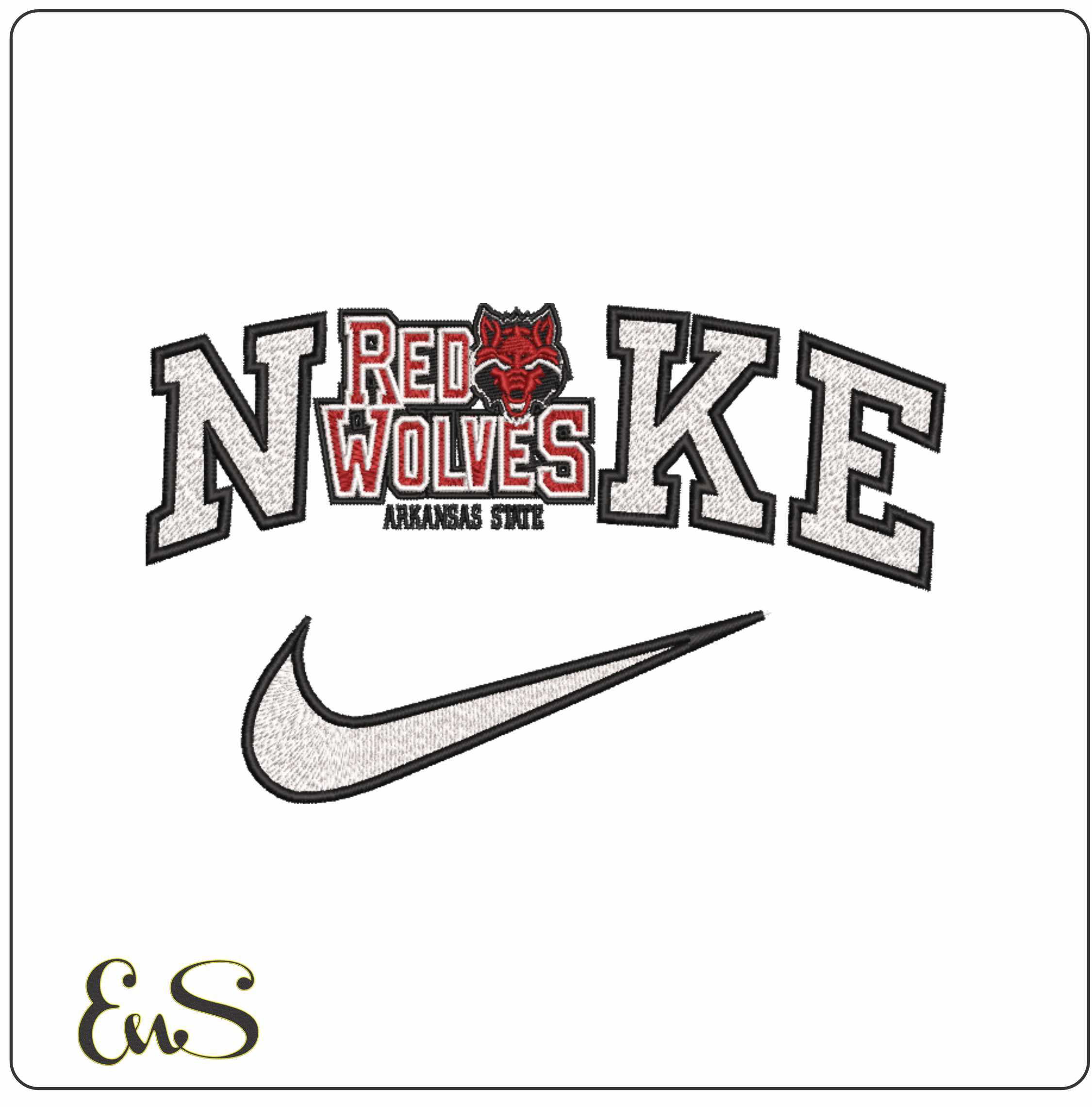 Nike Arkansas State Red Wolves Logo 2008 to 15 College - Elegant embroidery design file-instant download