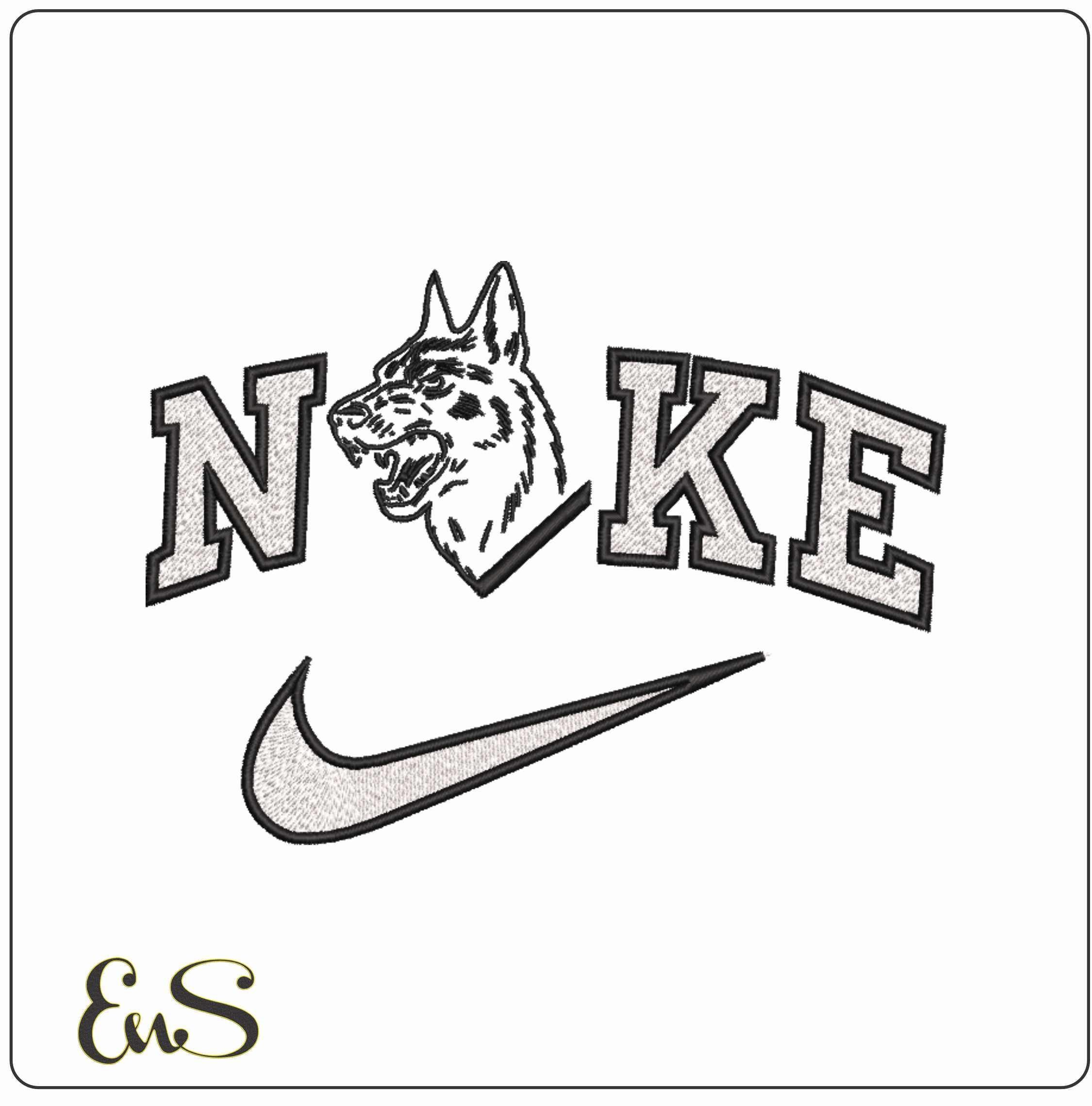 Nike Attack Dog   - Elegant embroidery design file-instant download