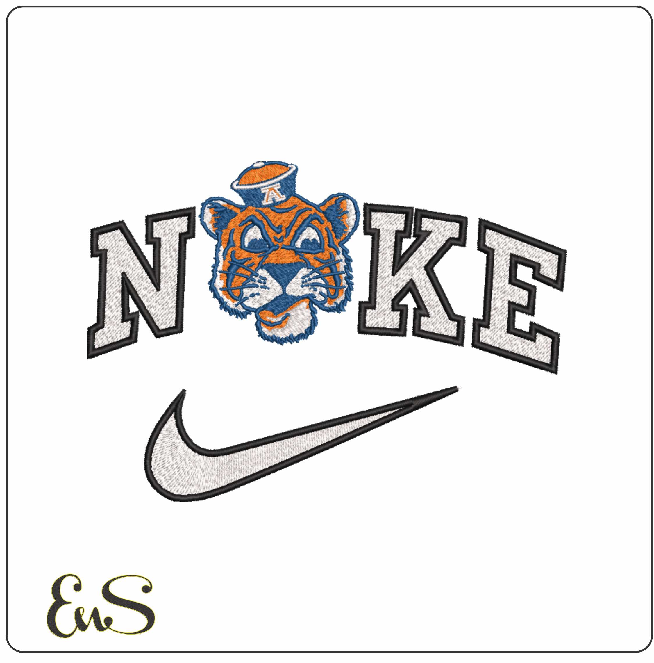 Nike Auburn Tigers 1957 1970 Auburn University - Elegant embroidery design file-instant download
