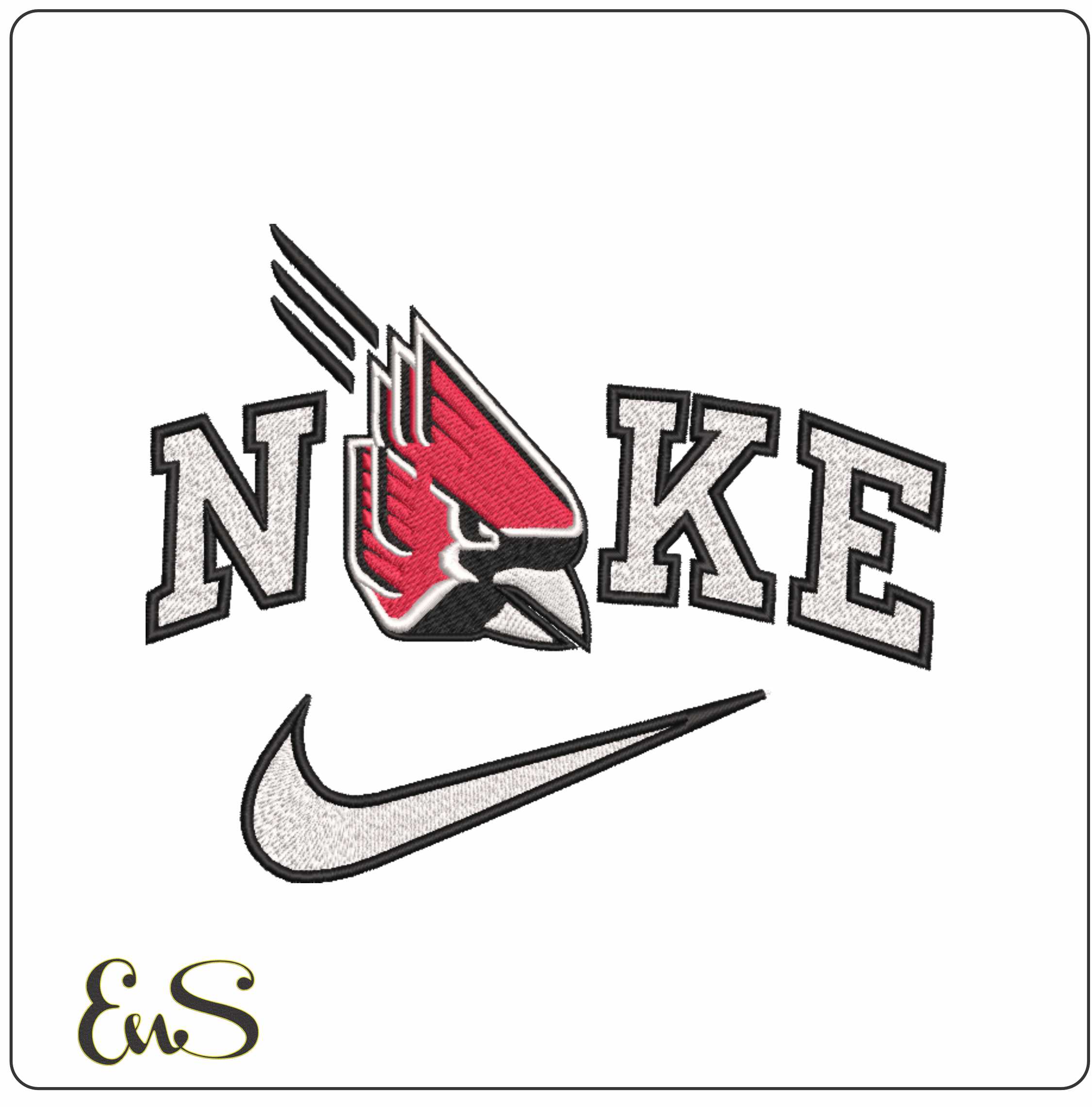 Nike Ball State Cardinals 1990 to 2014 University - Elegant embroidery design file-instant download