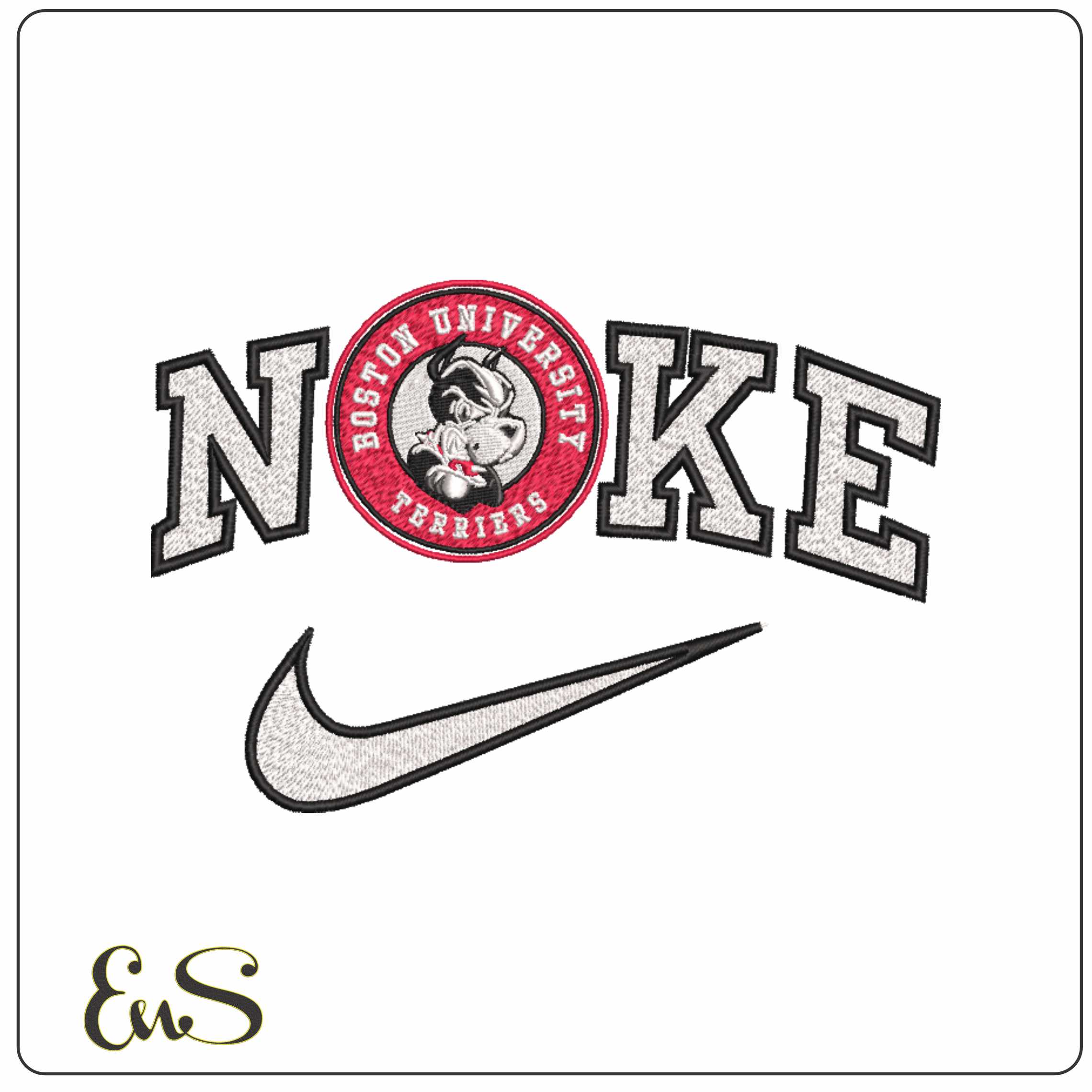 Nike Boston University Terriers Emblem Boston University - Elegant embroidery design file-instant download