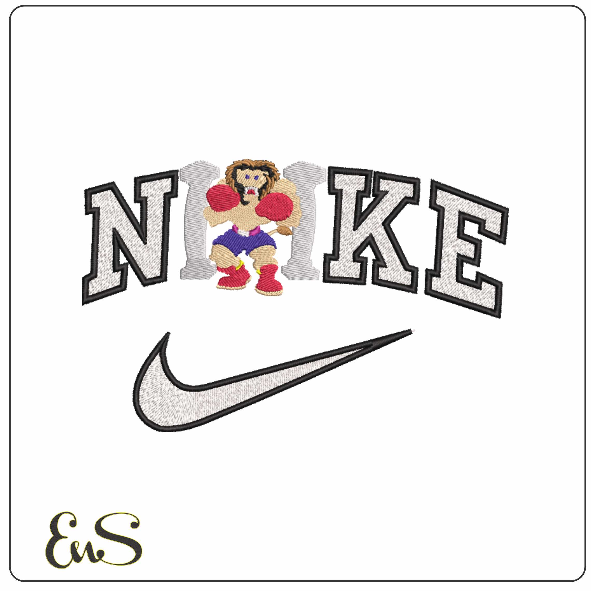 Nike Boxing Lion - Elegant embroidery design file-instant download